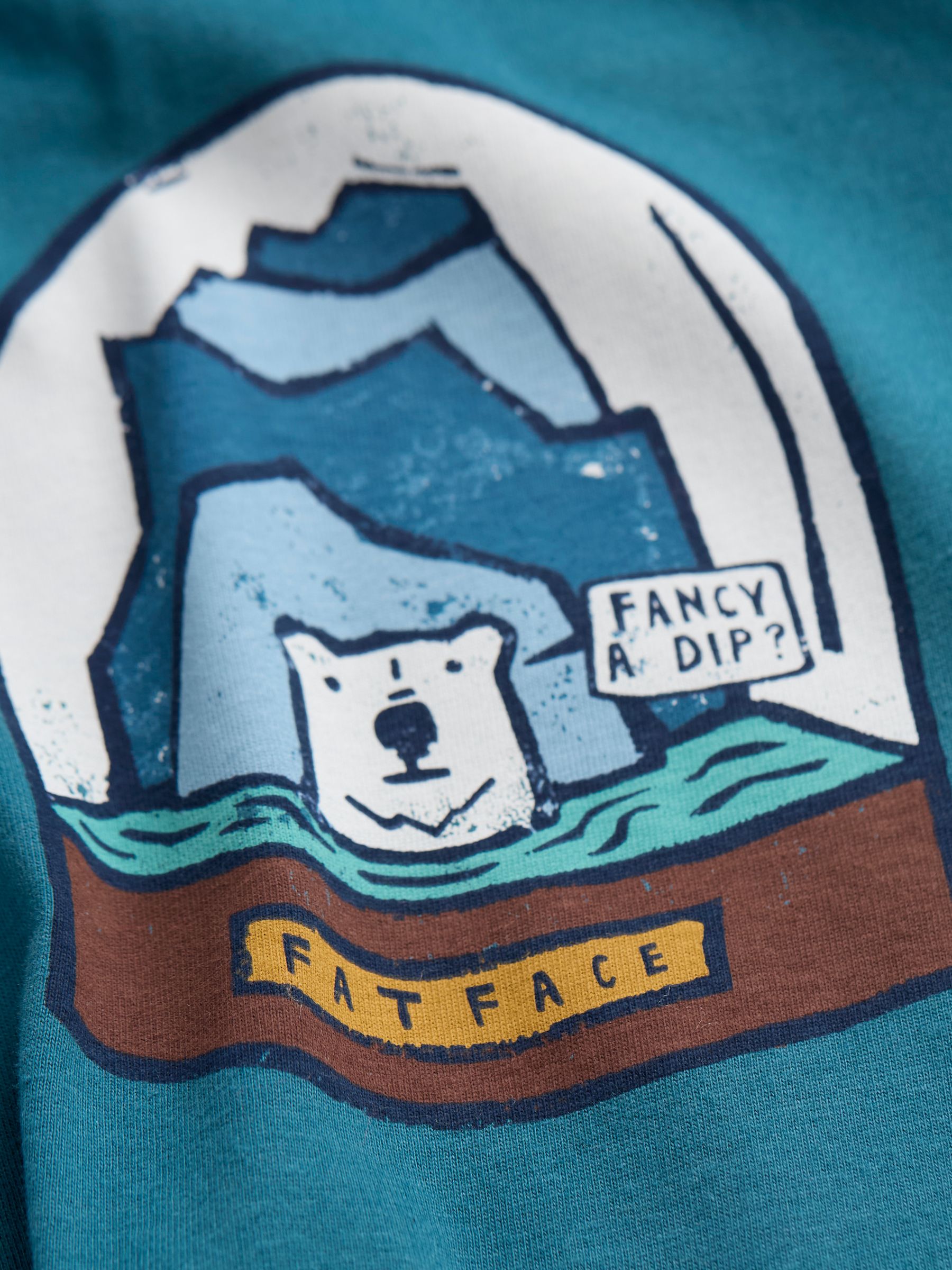 Teal Blue 100% Cotton Bear Snow Globe T-Shirt - Image 6 of 6