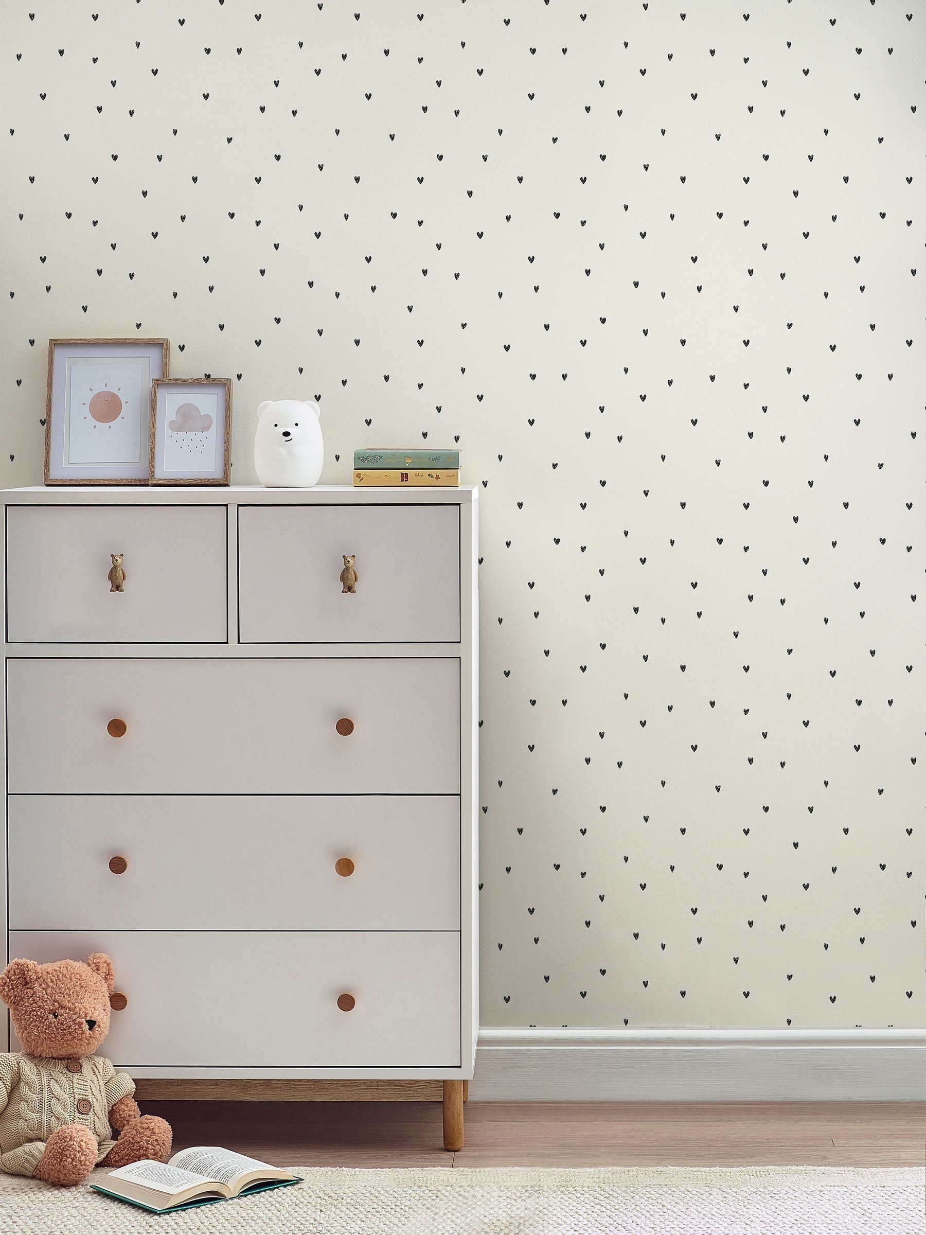 Next Black Ditsy Heart 10M Wallpaper - Image 1 of 4