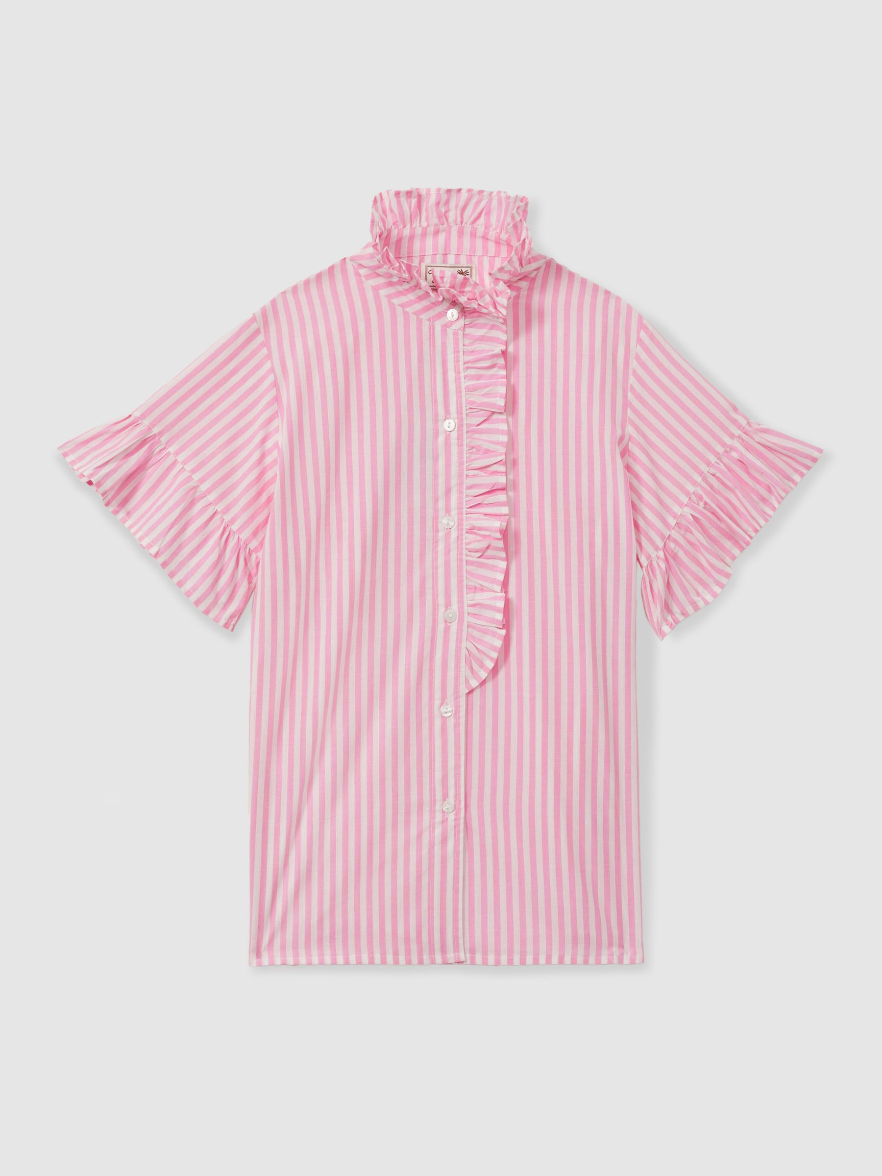 Mille Cotton Bell Sleeve Ruffle Top in Bubblegum - Image 2 of 6