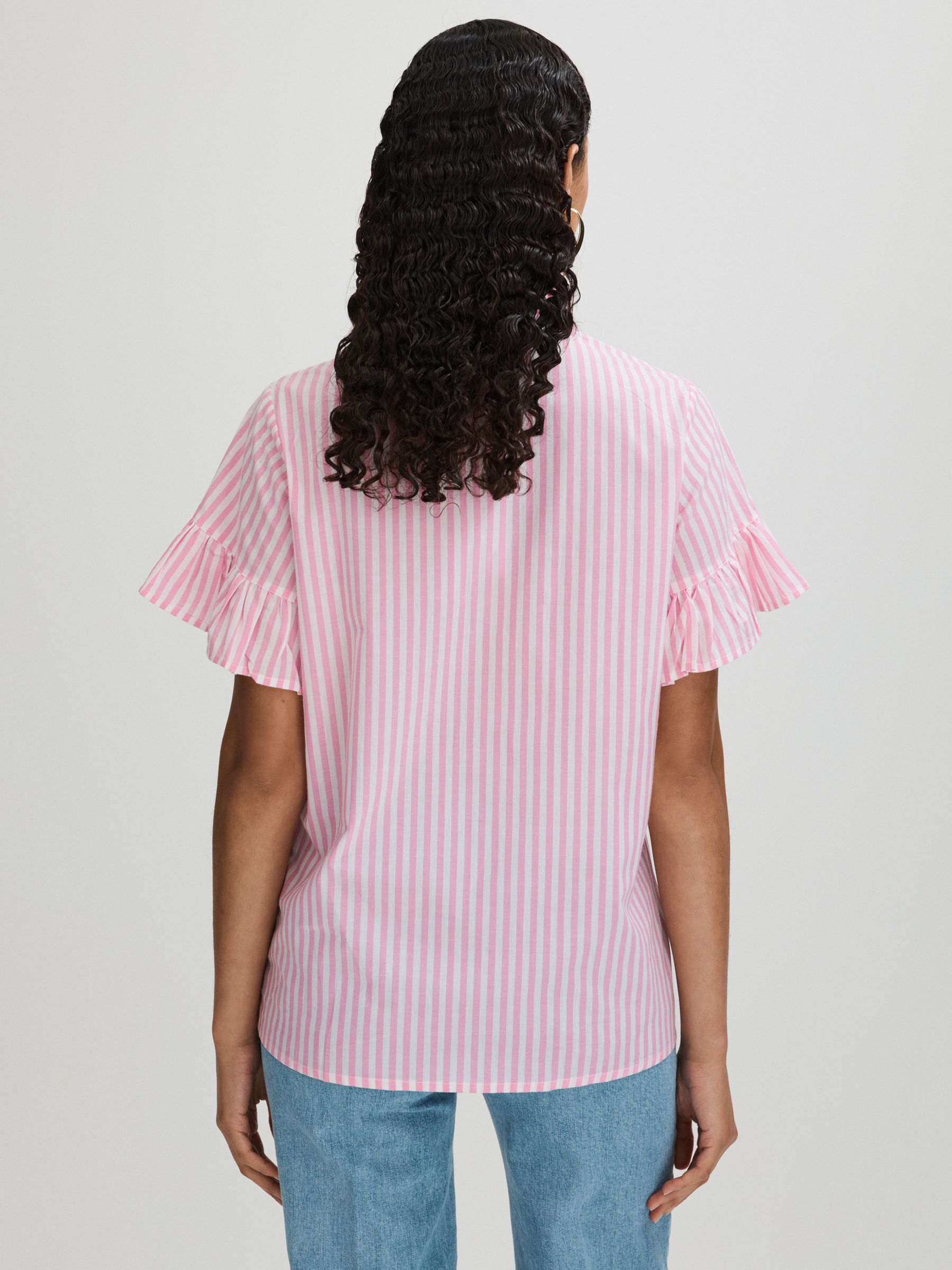 Mille Cotton Bell Sleeve Ruffle Top in Bubblegum - Image 5 of 6