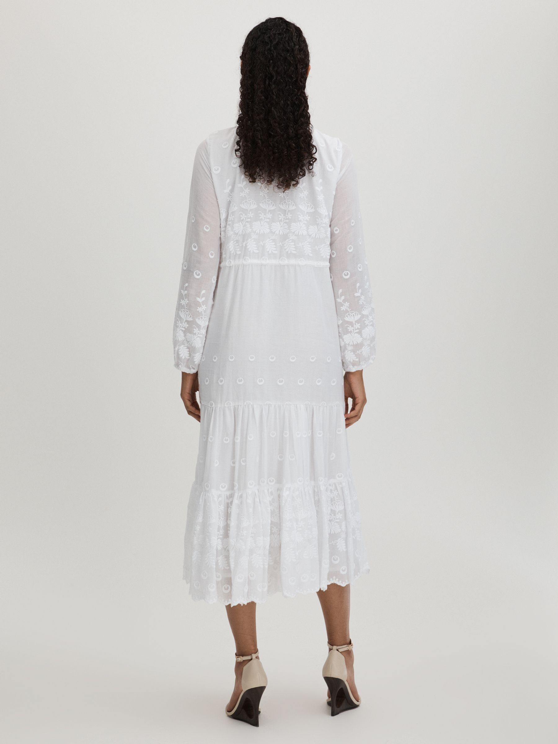 Astrid White Mille 100% Cotton Tassel Midi Dress - Image 4 of 5