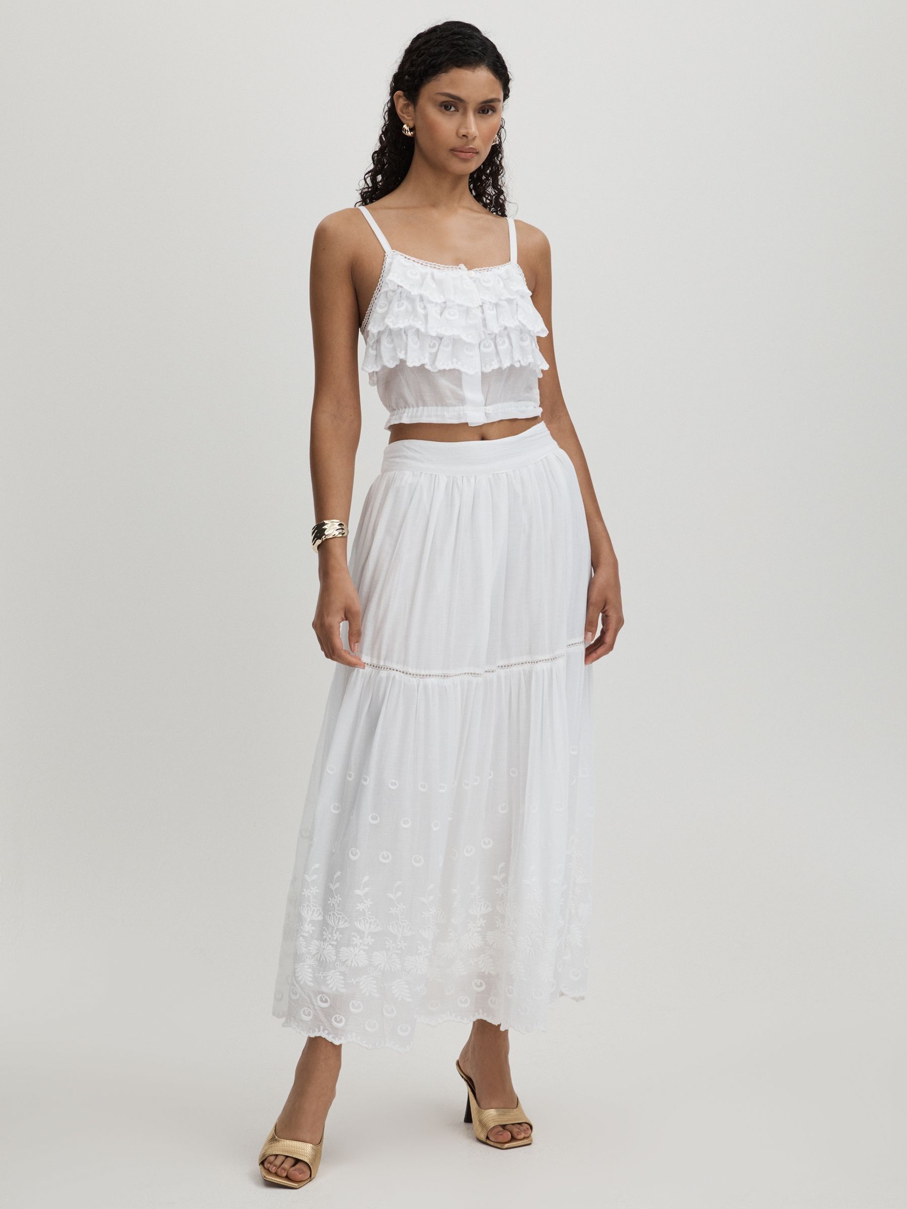 Patti White Mille 100% Cotton Ruffle Crop Top - Image 3 of 5