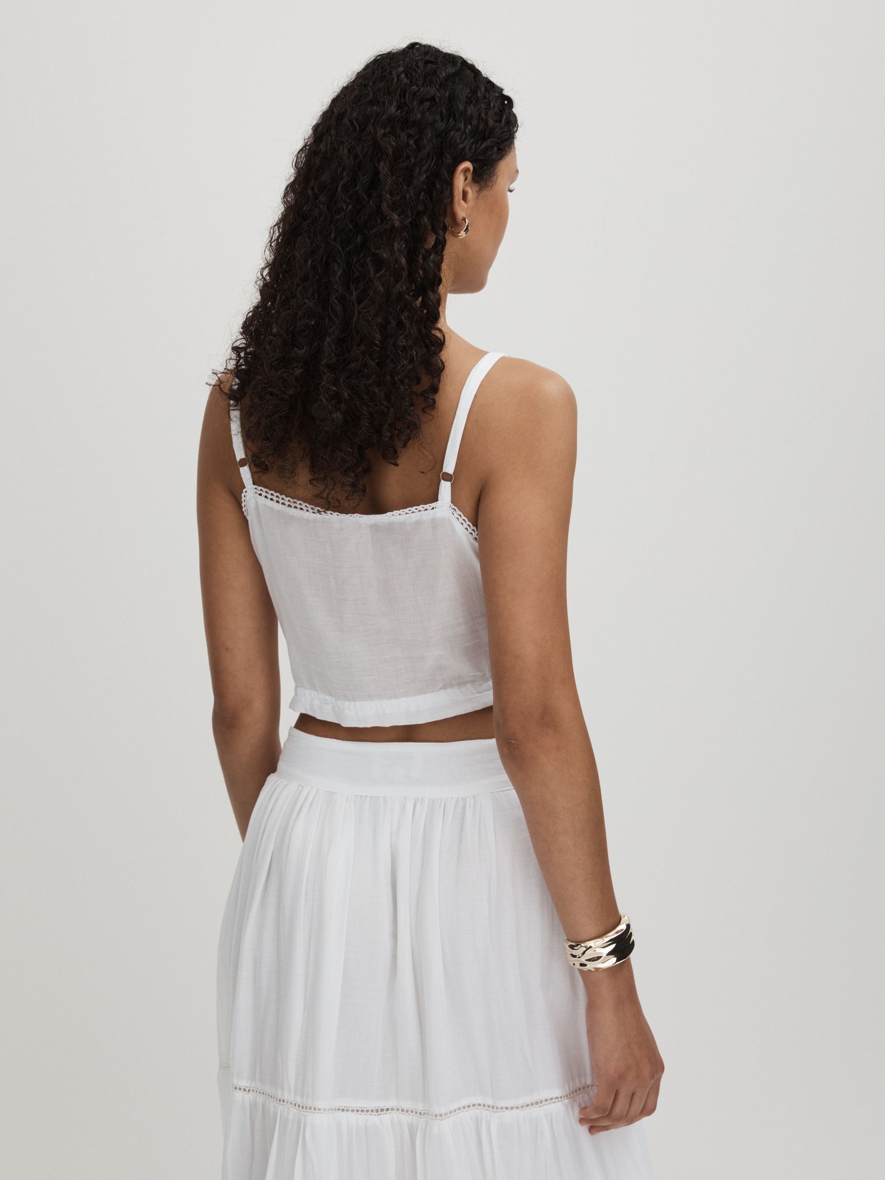 Patti White Mille 100% Cotton Ruffle Crop Top - Image 4 of 5