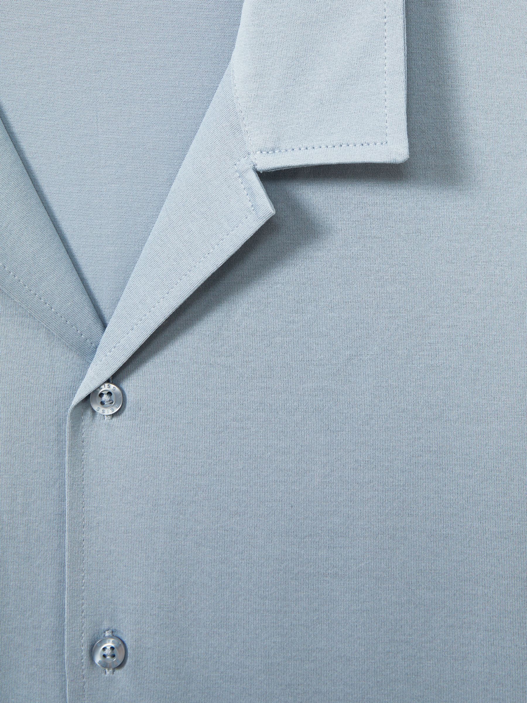 Mercerised Jersey Cuban Collar Shirt in Soft Blue - Image 4 of 4