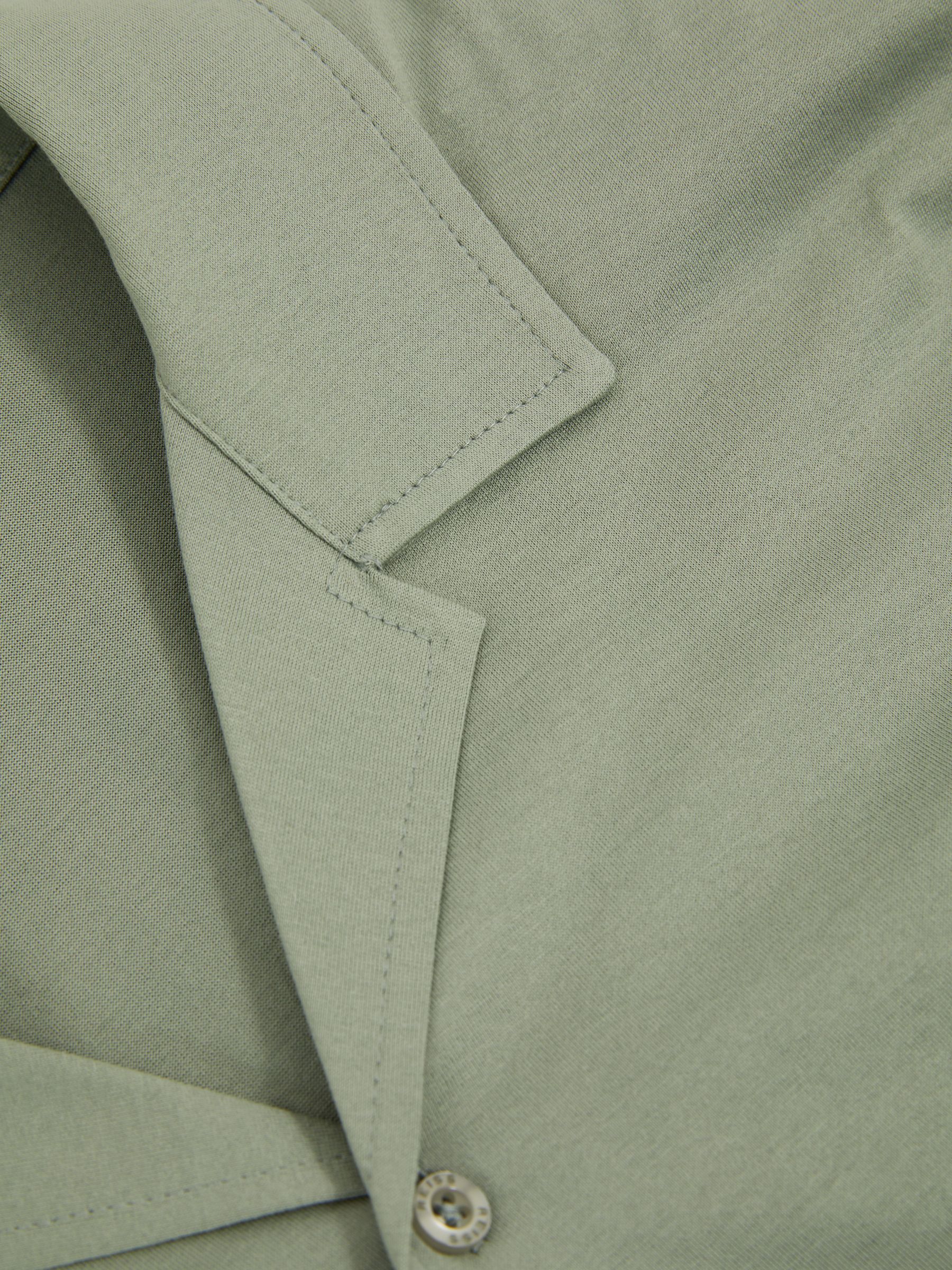 Mercerised Jersey Cuban Collar Shirt in Mint Green - Image 5 of 5