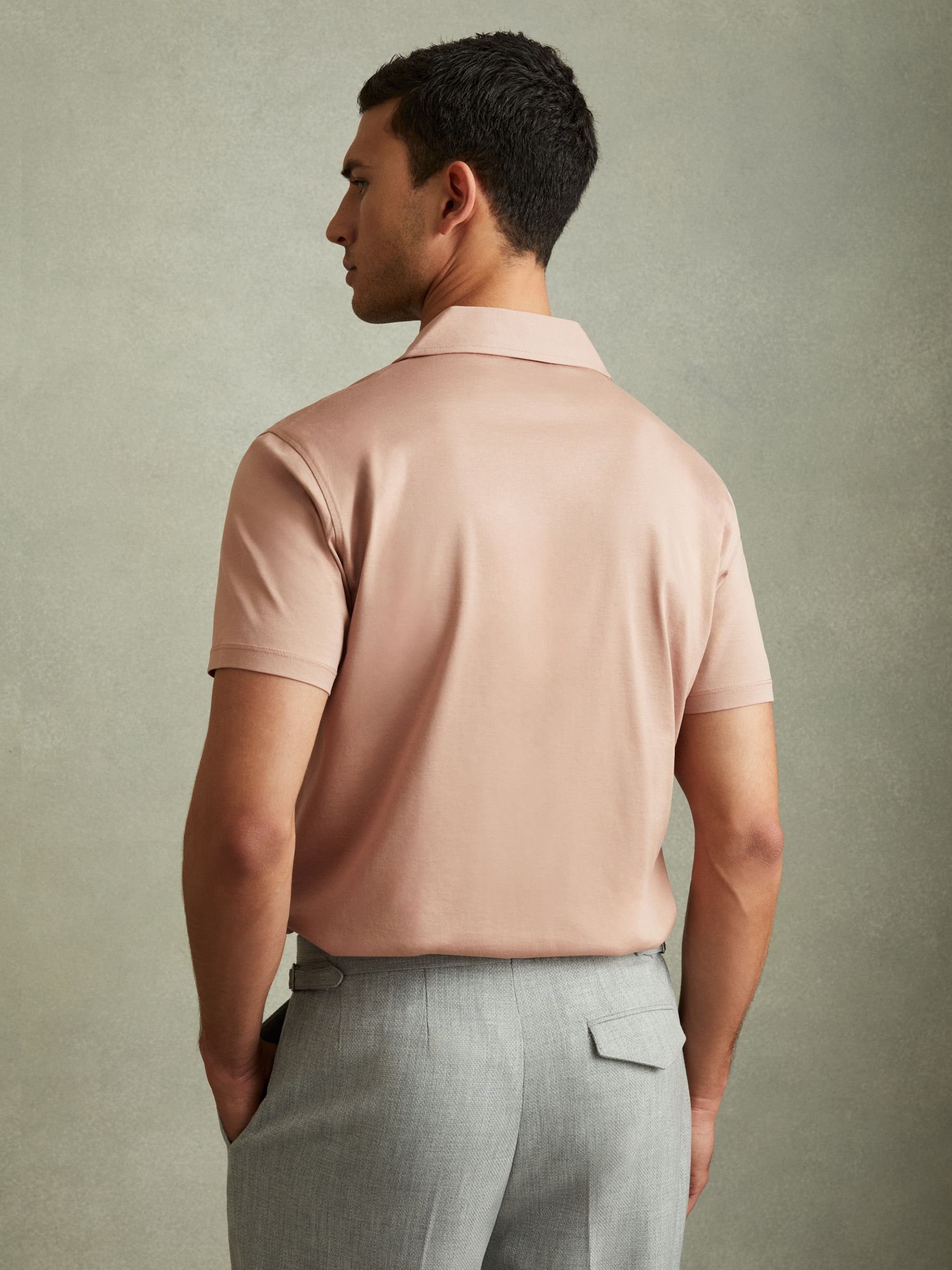 Mercerised Jersey Cuban Collar Shirt in Dusty Rose - Image 2 of 4