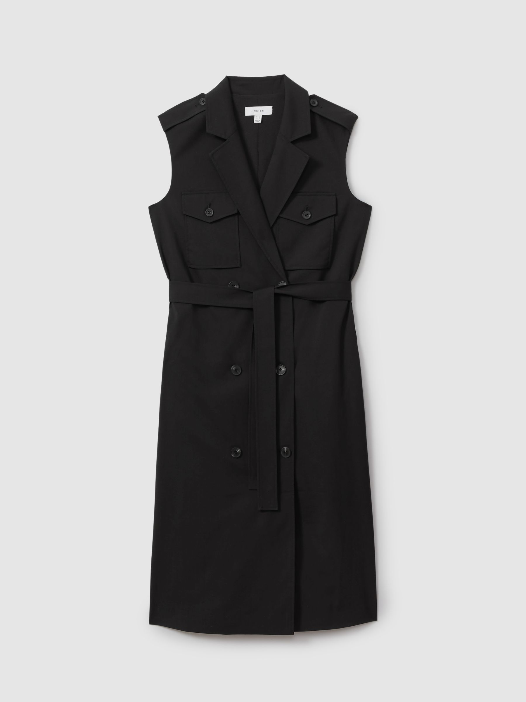 Petite Wool Blend Double Breasted Midi Dress in Black - Image 2 of 6