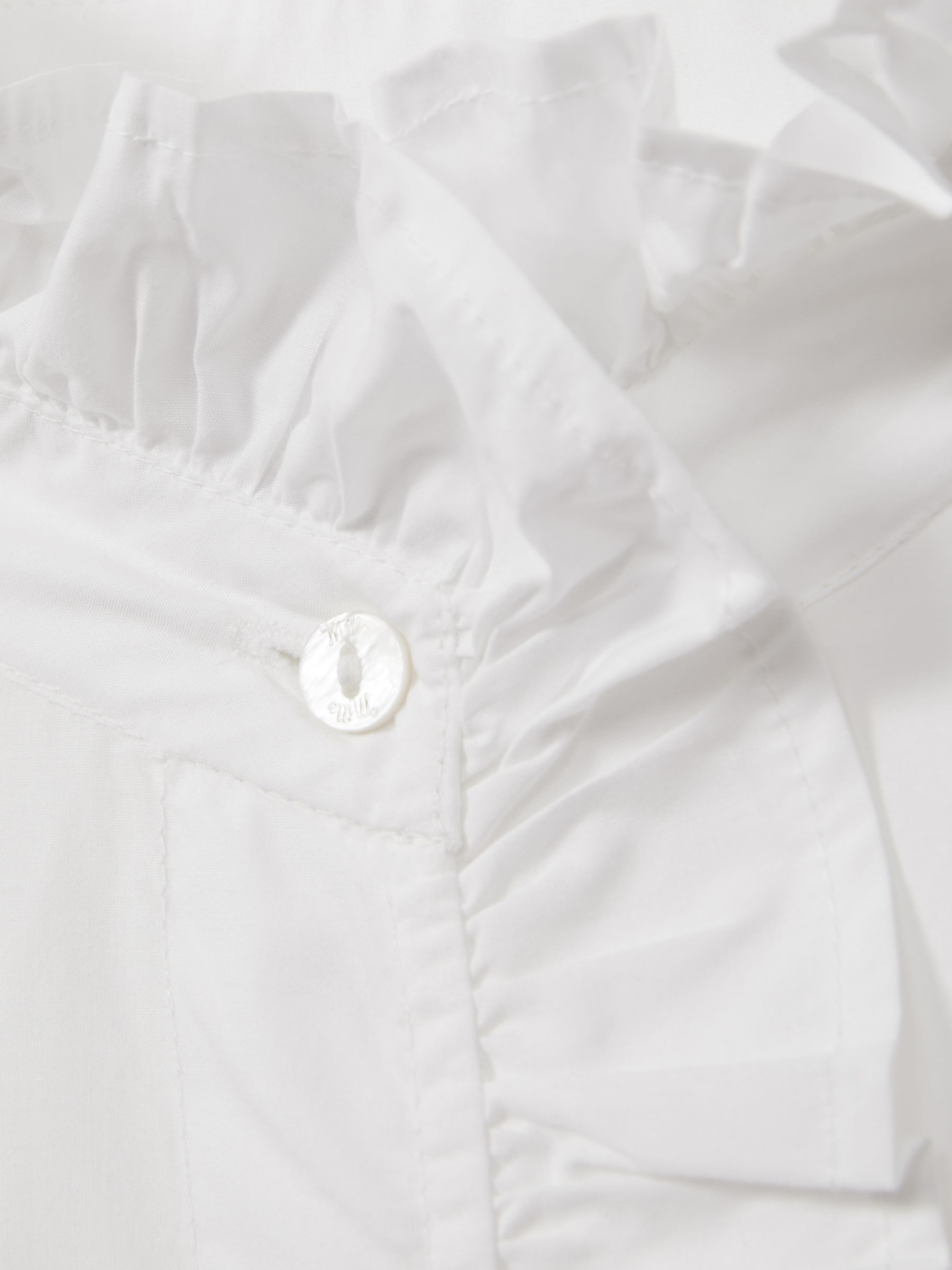 Mille Cotton Bell Sleeve Ruffle Top in White - Image 5 of 5