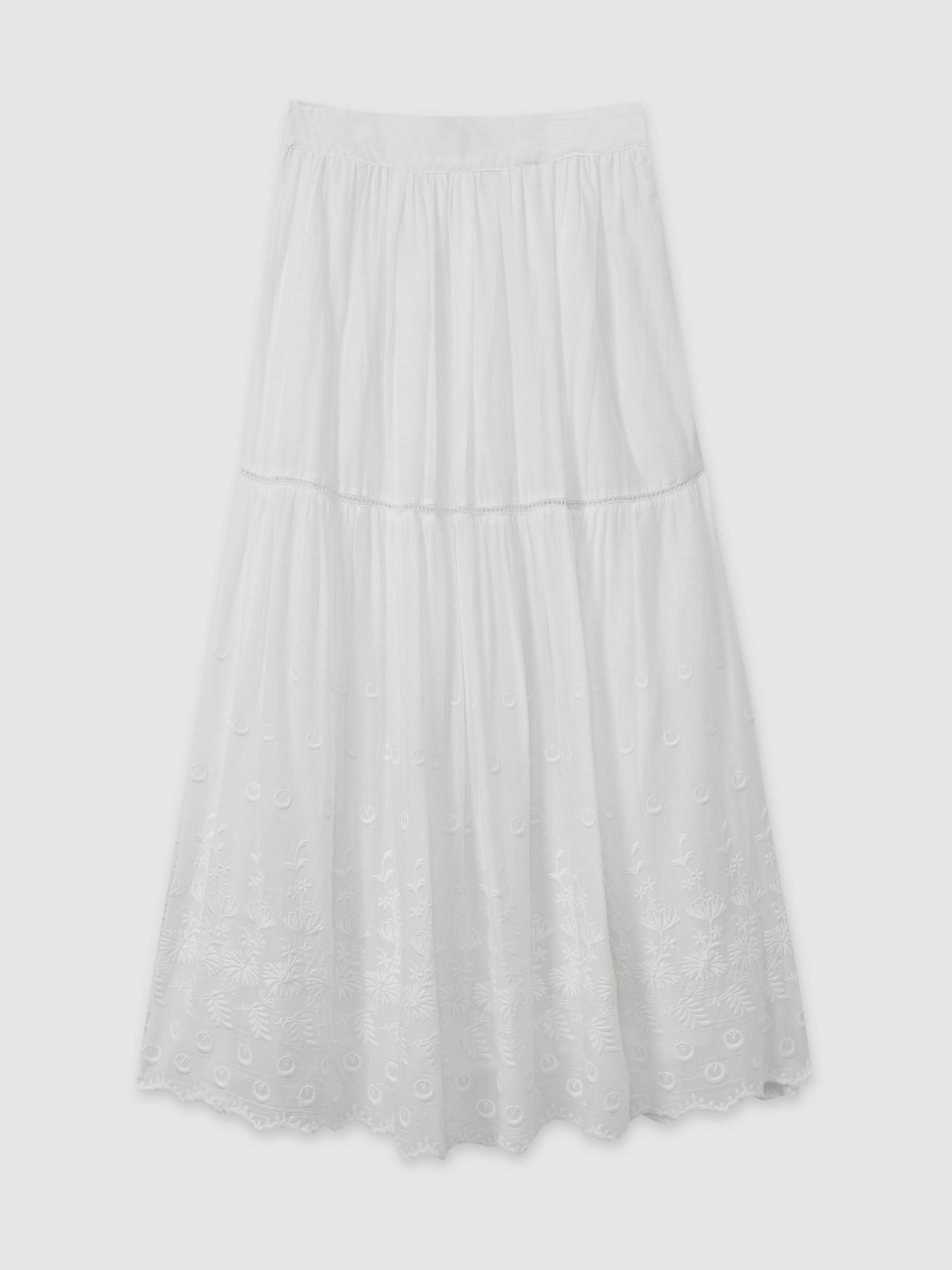 Betty White Mille 100% Cotton Smocked Midi Skirt - Image 2 of 5