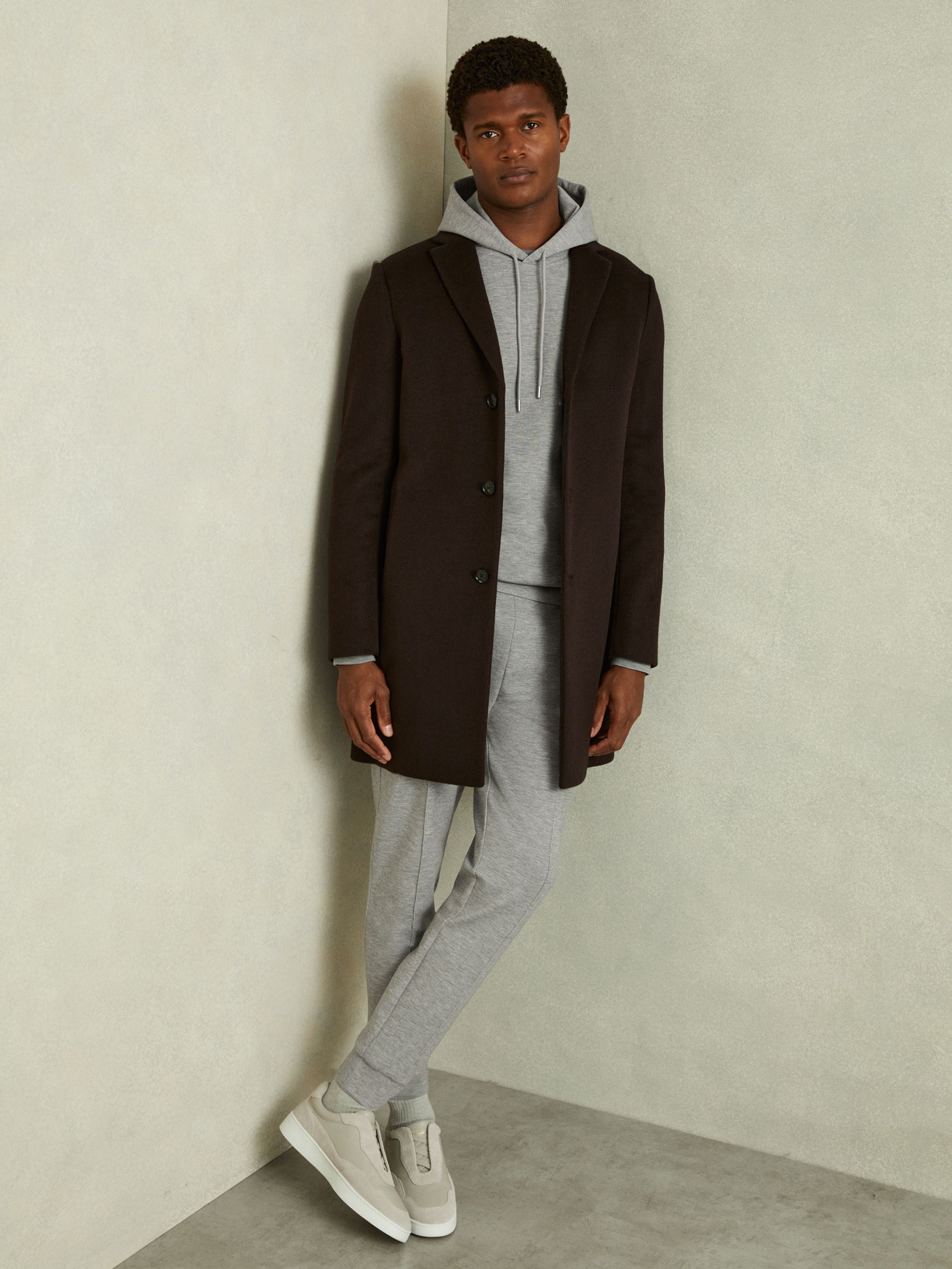 Interlock Jersey Drawstring Hoodie in Grey Melange - Image 4 of 5