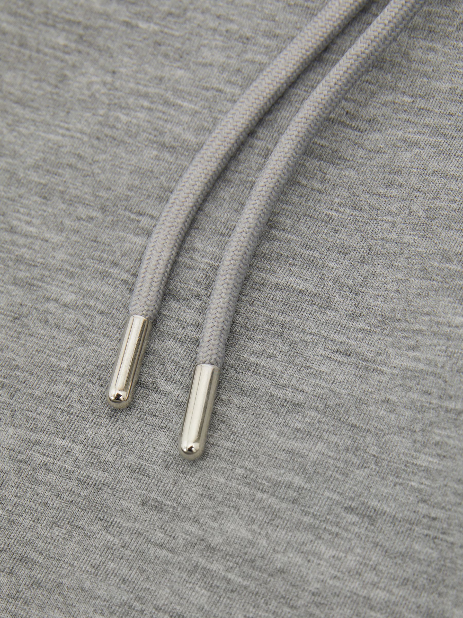 Interlock Jersey Drawstring Hoodie in Grey Melange - Image 6 of 6