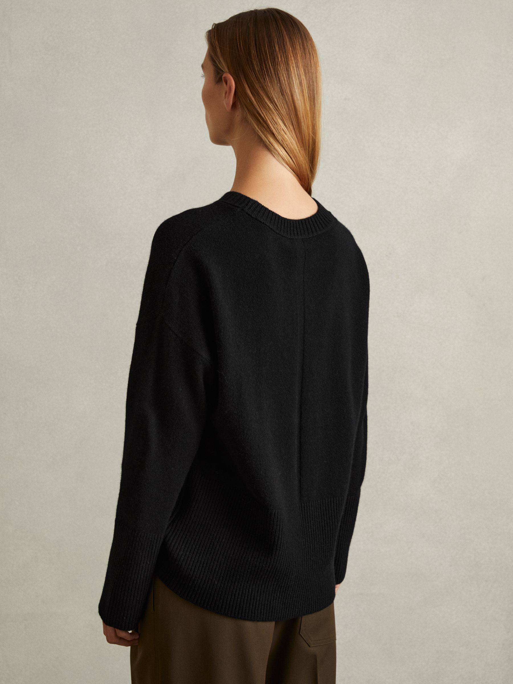 Wool-Cashmere Crew Neck Jumper in Black - Image 4 of 5