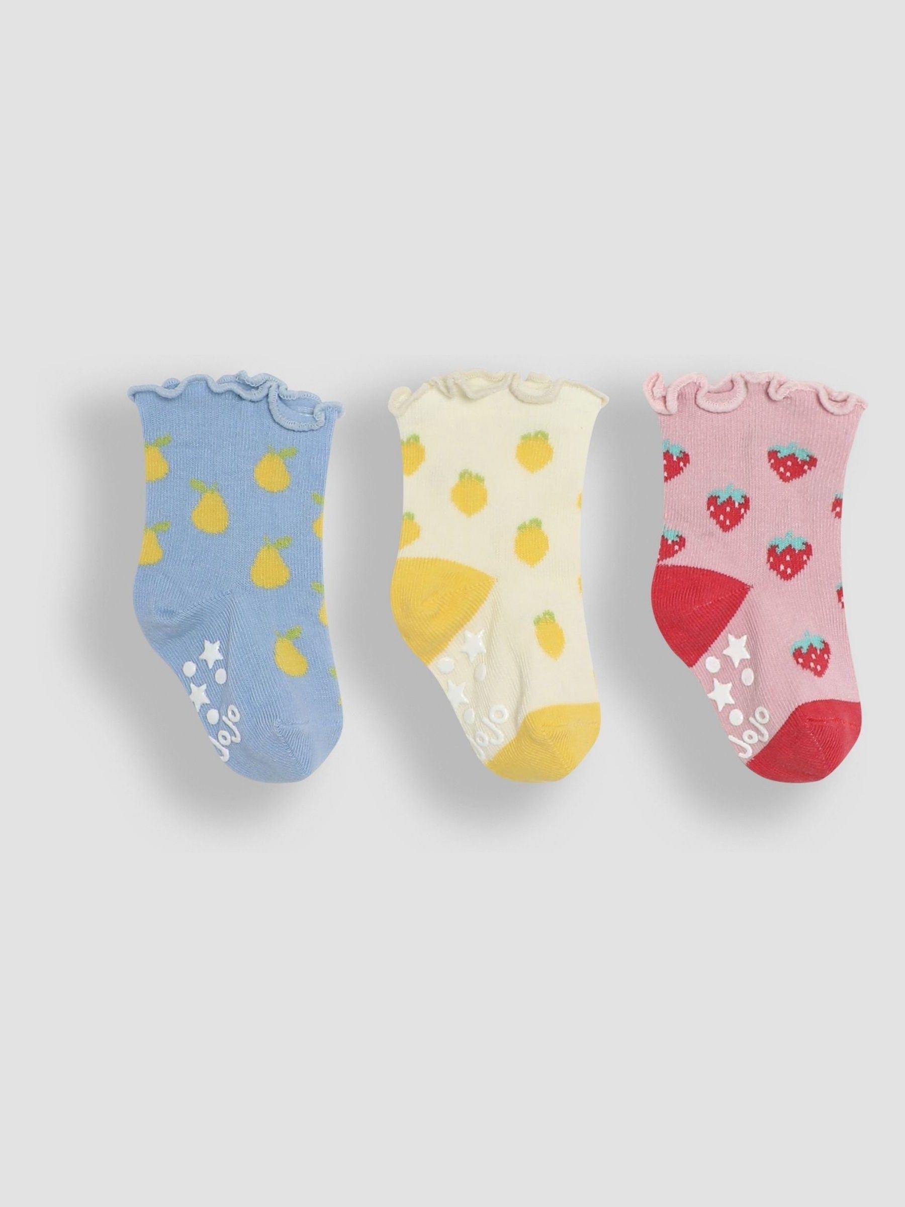 Multi Cotton Fruit Frill Socks 3 Pack - Image 1 of 4