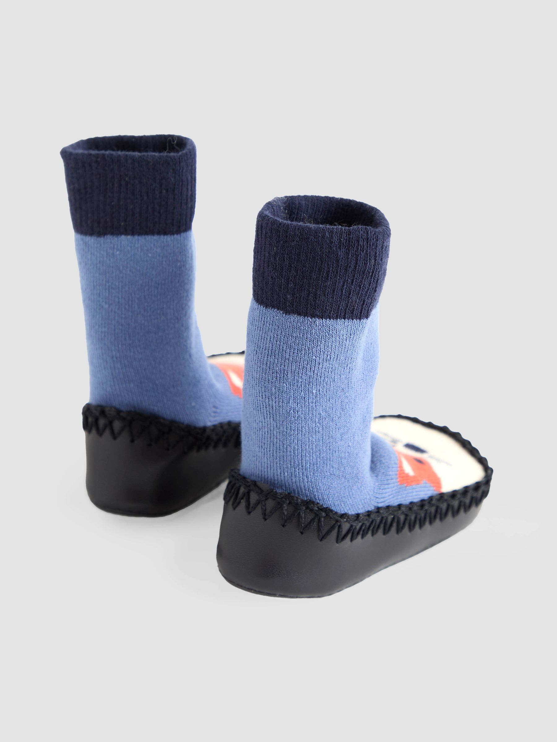 Navy Blue Fox Moccasin Slipper Socks - Image 2 of 4