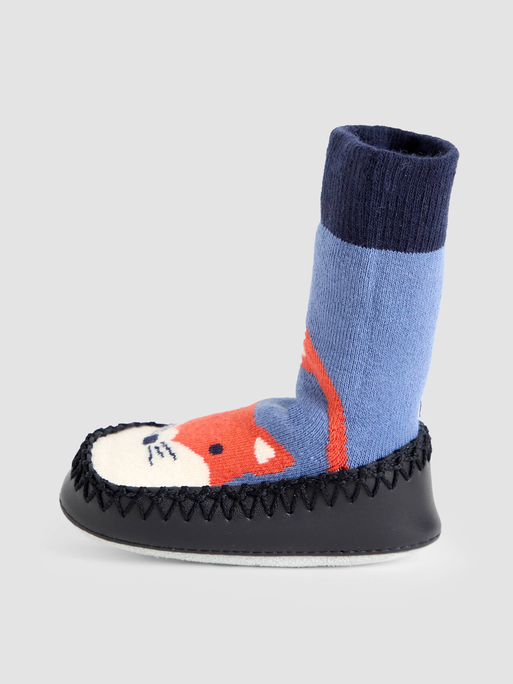 Navy Blue Fox Moccasin Slipper Socks - Image 3 of 4