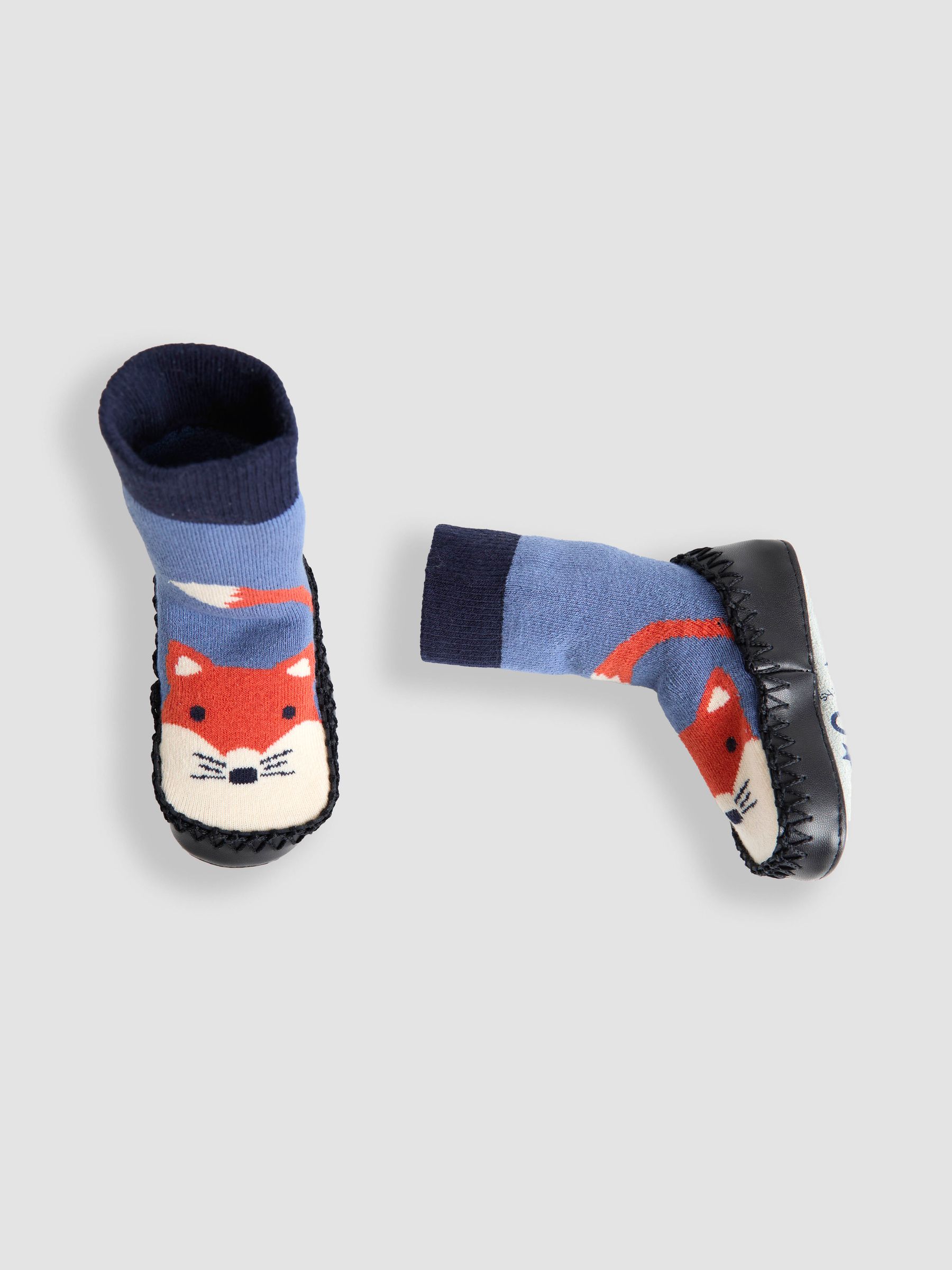 Navy Blue Fox Moccasin Slipper Socks - Image 4 of 4