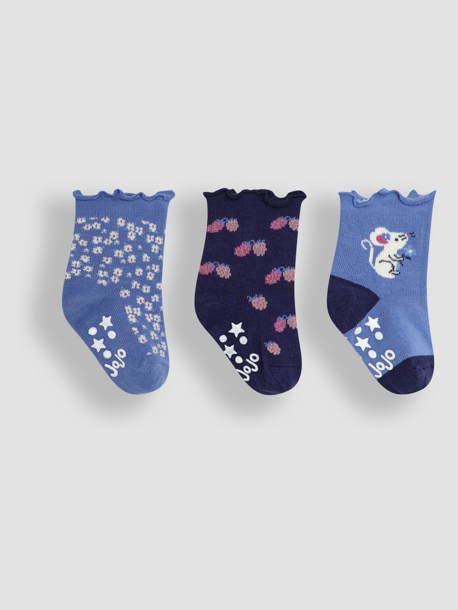 Cornflower Mouse Cotton Frill Socks 3 Pack - Image 1 of 4