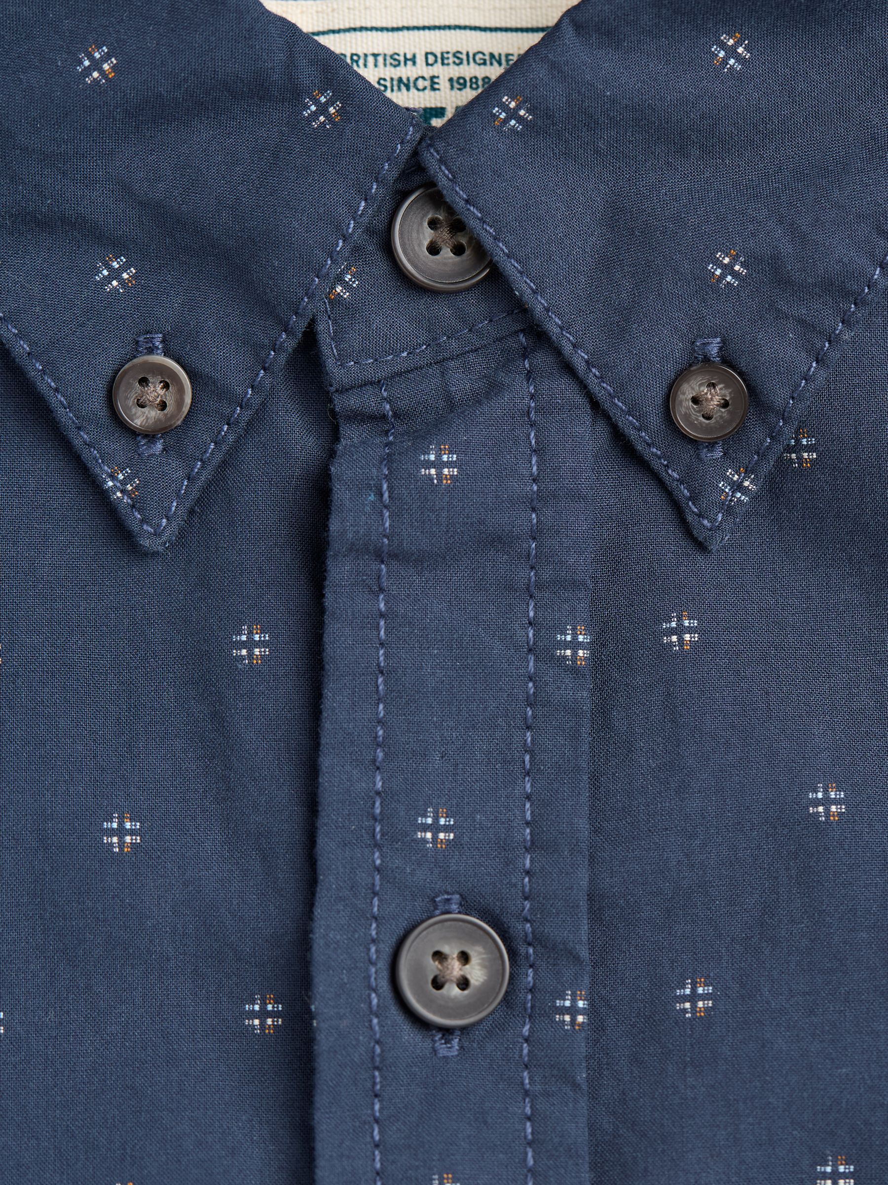 Navy Long Sleeve Dobby 100% Cotton Shirt - Image 6 of 6