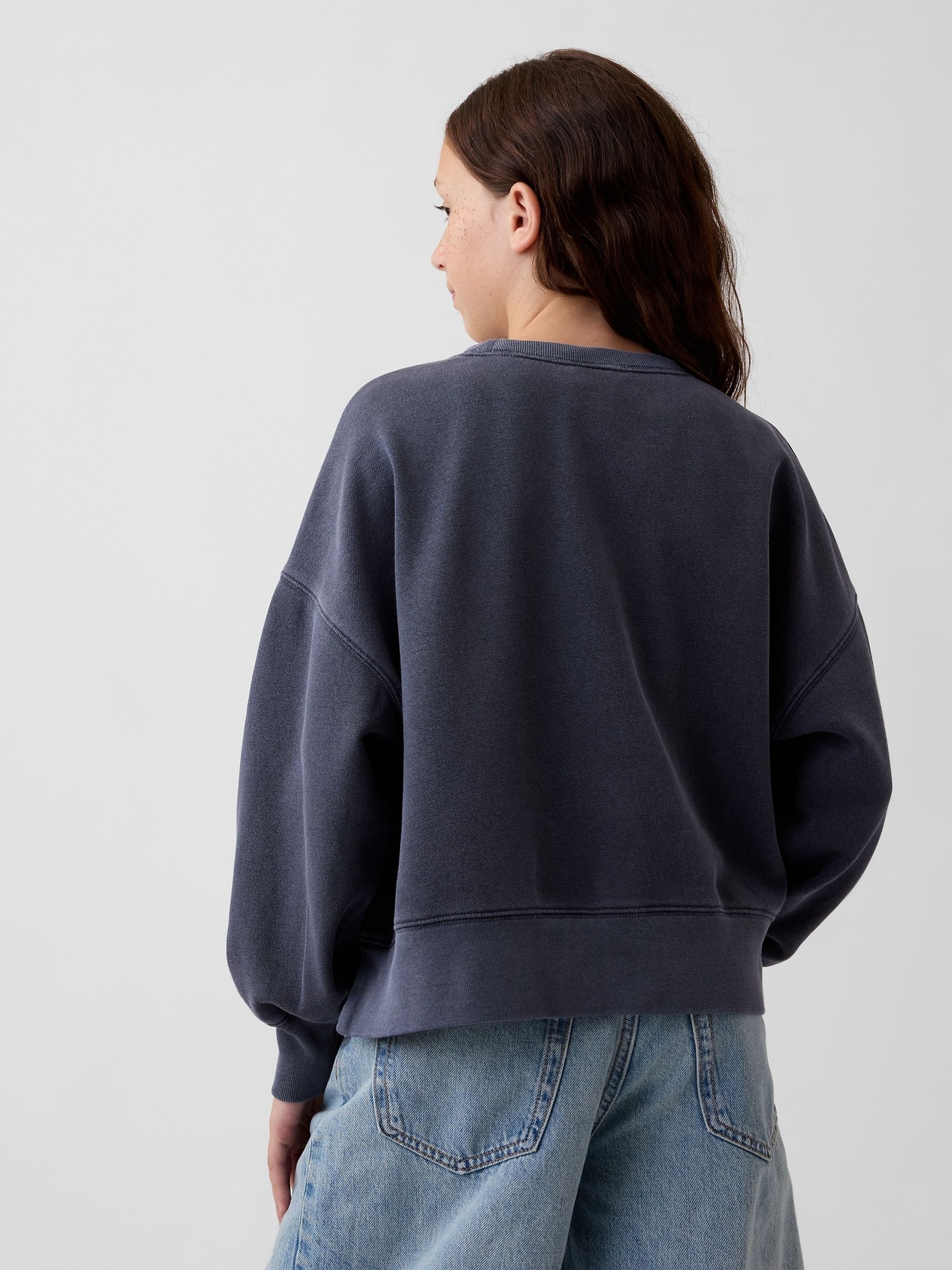 Washed Black Vintage Soft Oversized Split-Hem Sweatshirt - Image 2 of 4