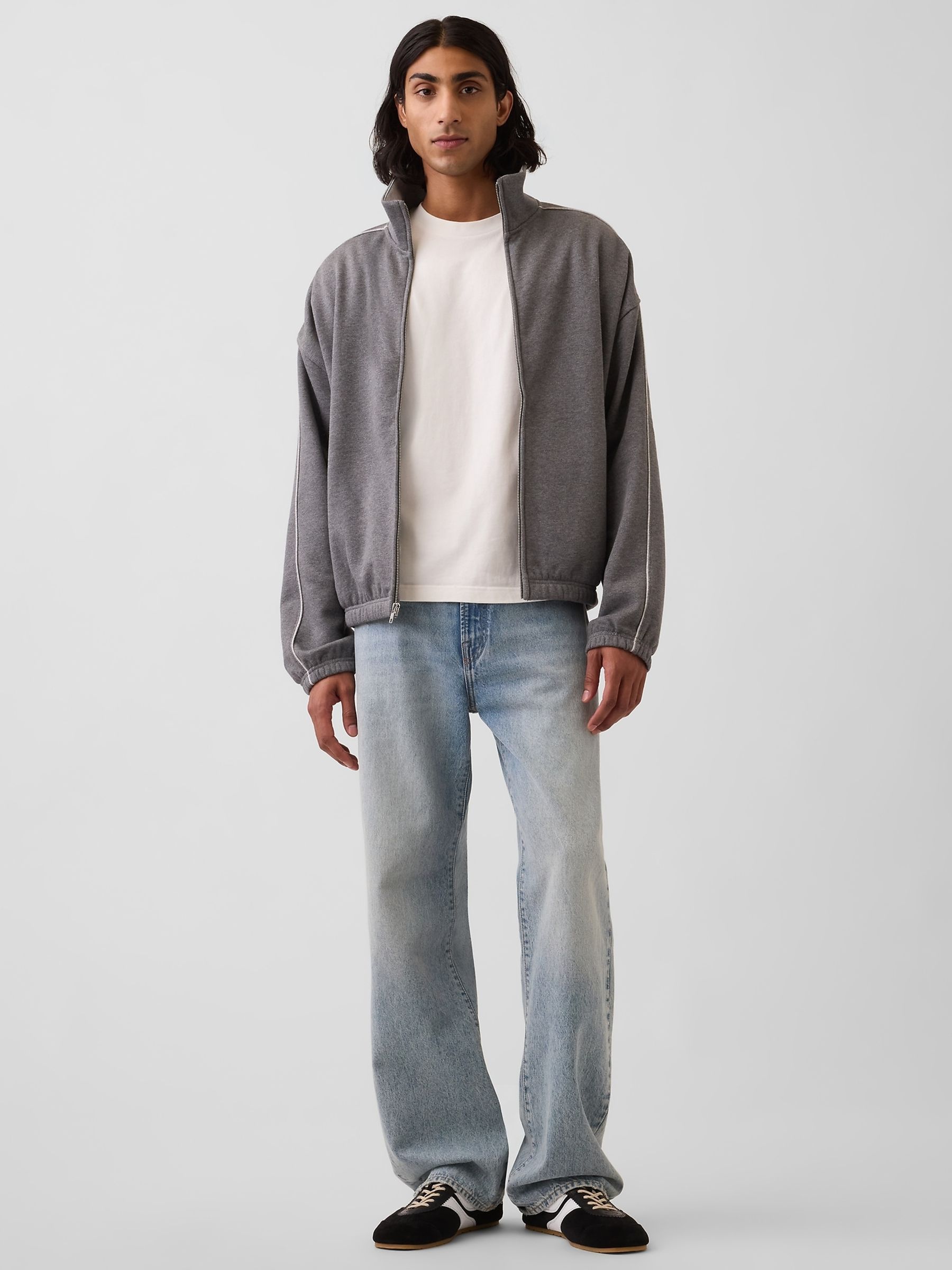 Grey Heavyweight Oversized Zip-Up Jacket - Image 3 of 4