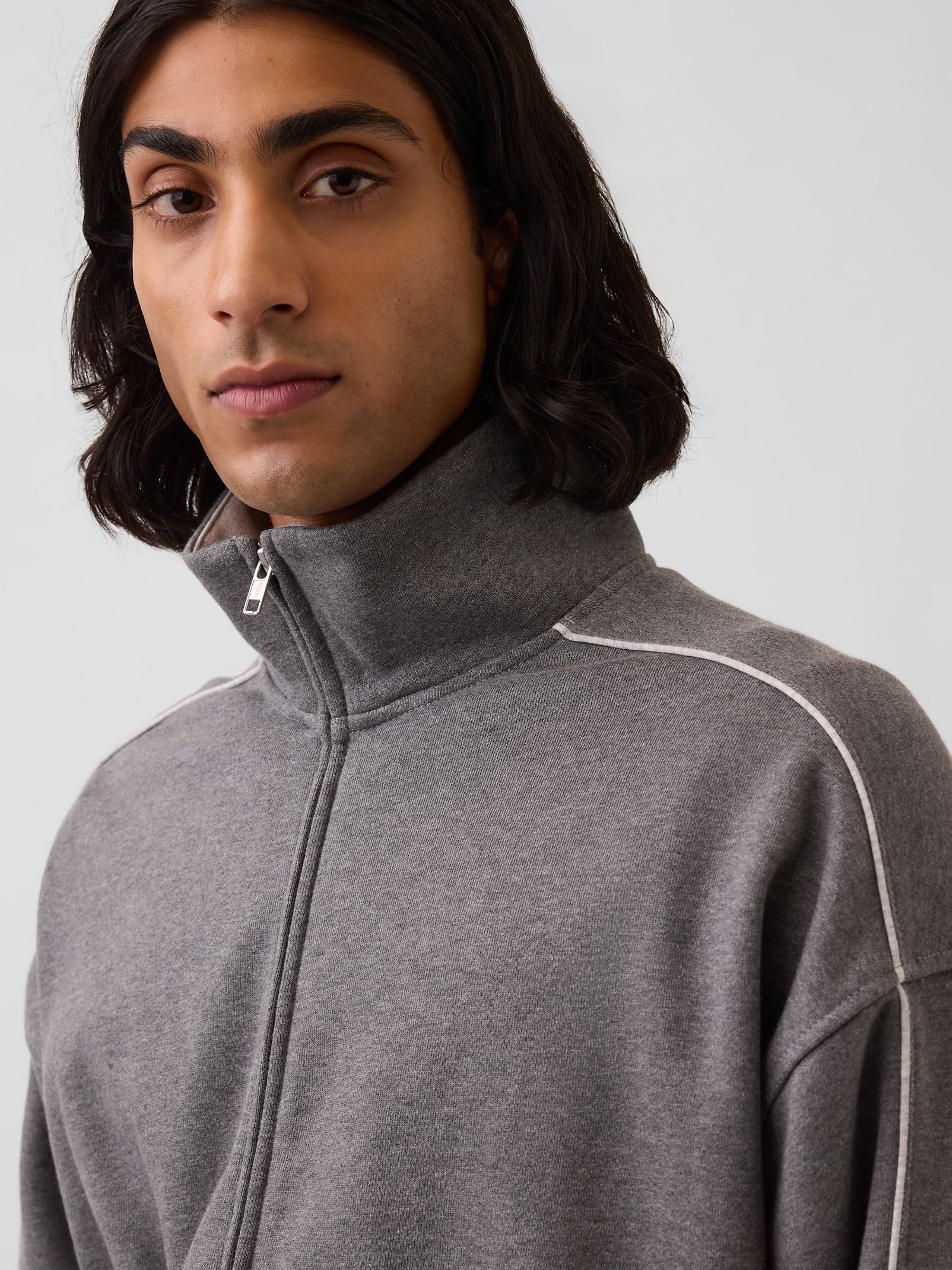Grey Heavyweight Oversized Zip-Up Jacket - Image 4 of 4