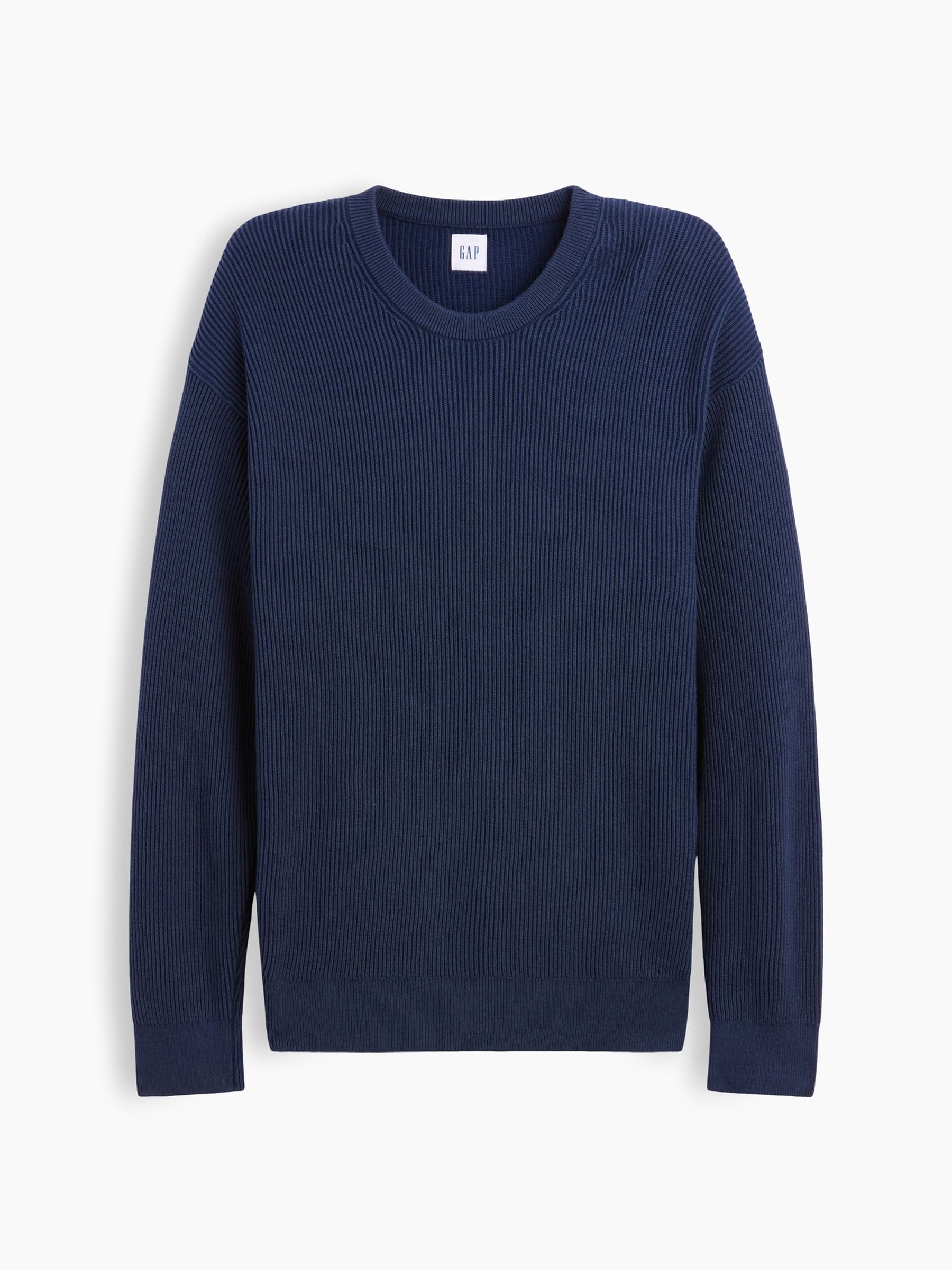 Navy Relaxed Fisherman Stitch Crew Neck Jumper - Image 4 of 5