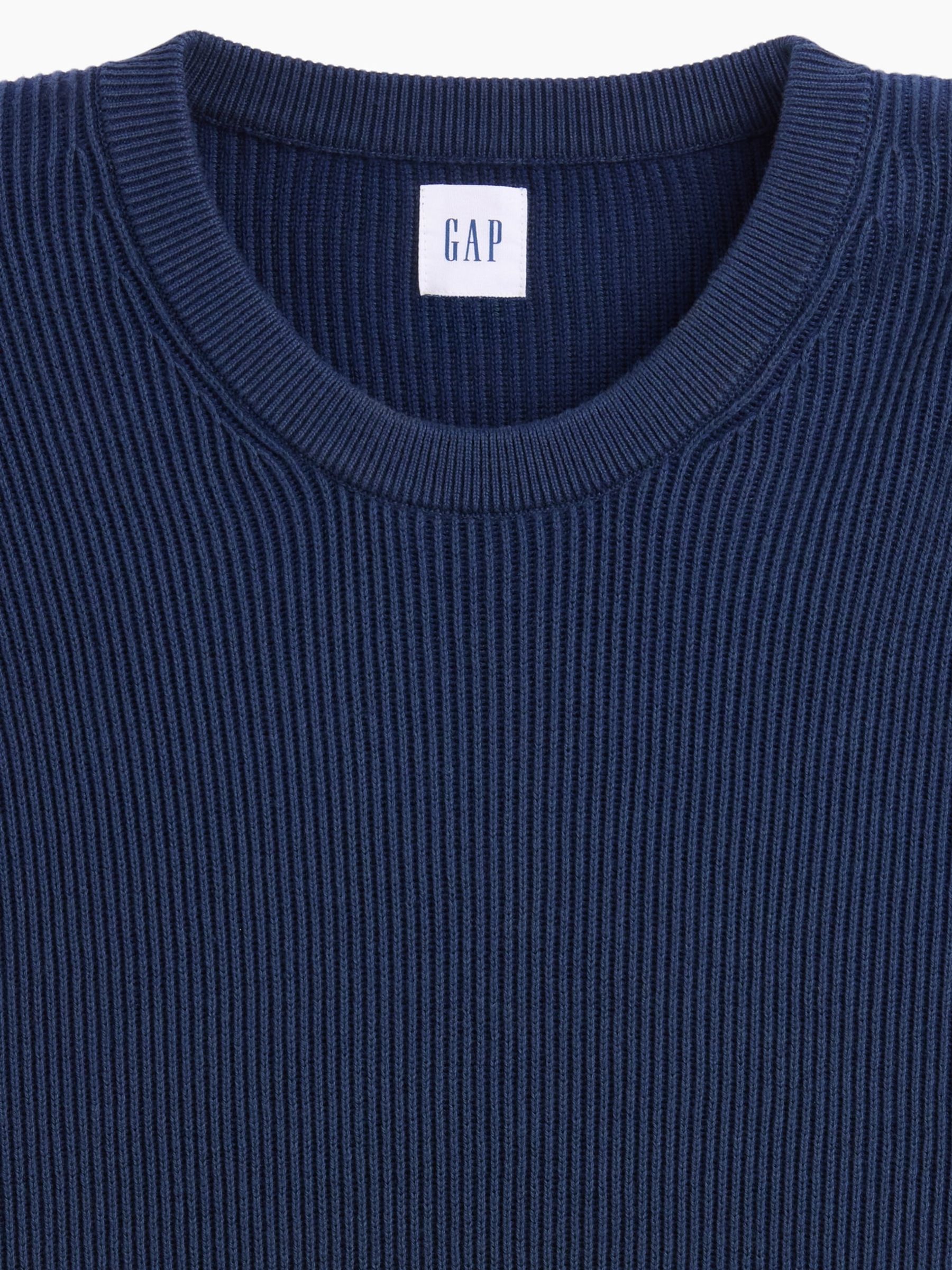 Navy Relaxed Fisherman Stitch Crew Neck Jumper - Image 5 of 5 Navy Relaxed Fisherman Stitch Crew Neck Jumper - Image 5 of 5