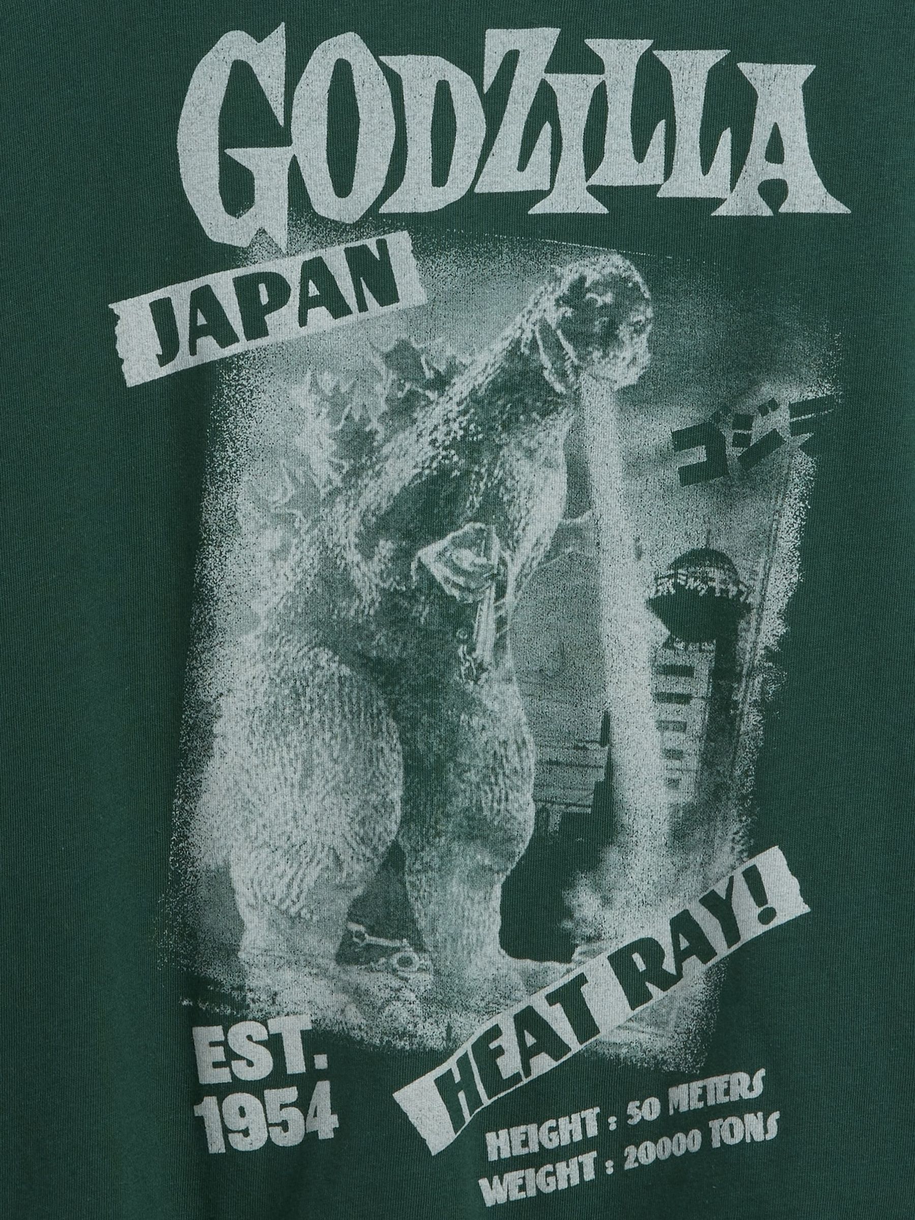 Green Godzilla Relaxed Graphic Long Sleeve T-Shirt - Image 3 of 3