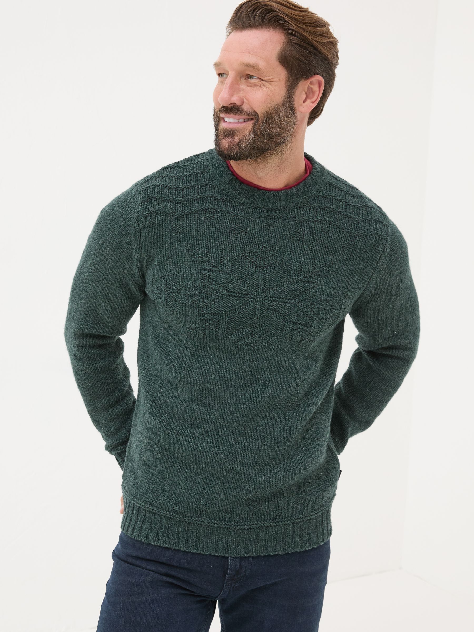 Dark Teal Snowflake Knitted Jumper FatFace