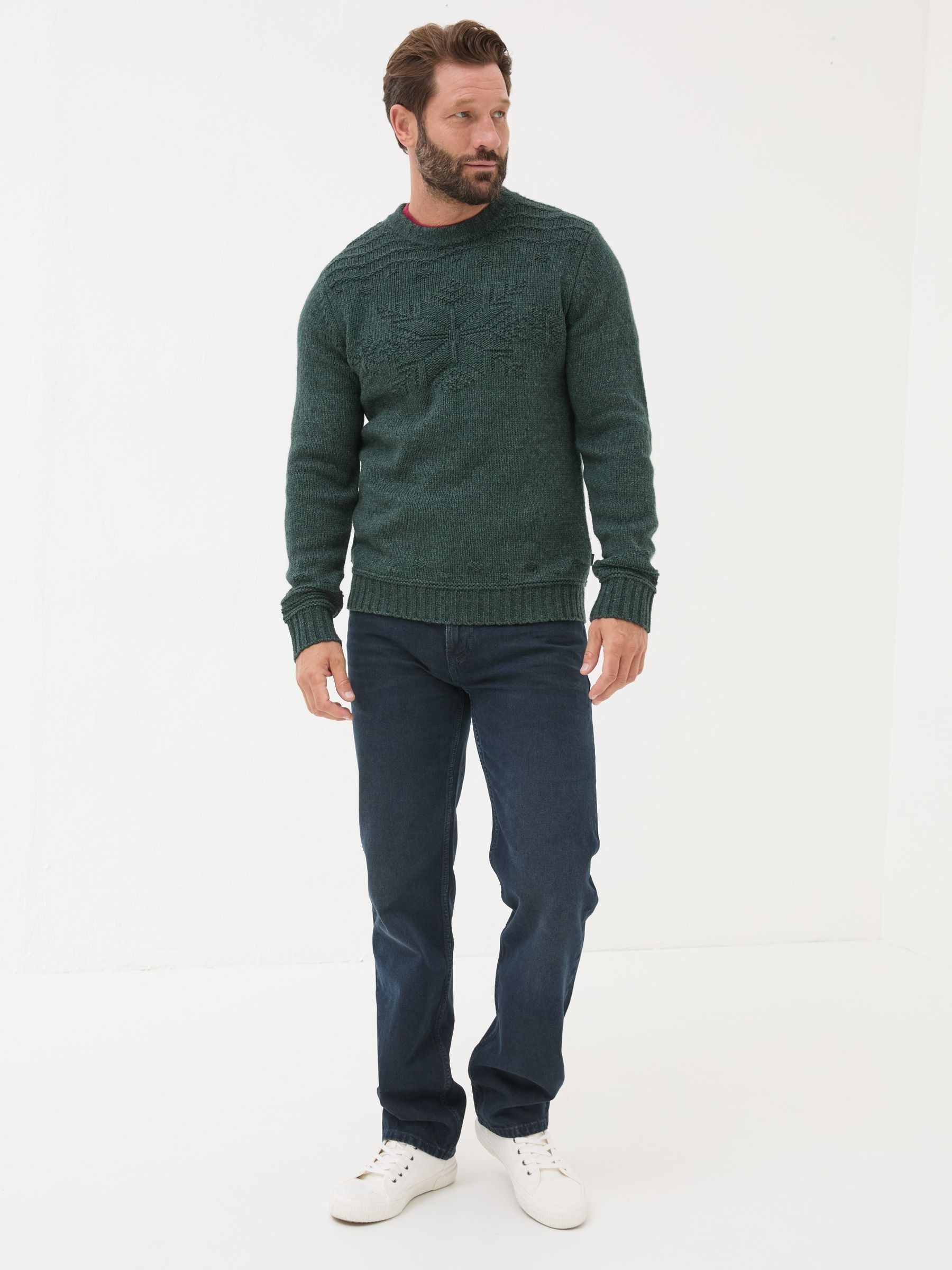Dark Teal Snowflake Knitted Jumper - Image 3 of 5