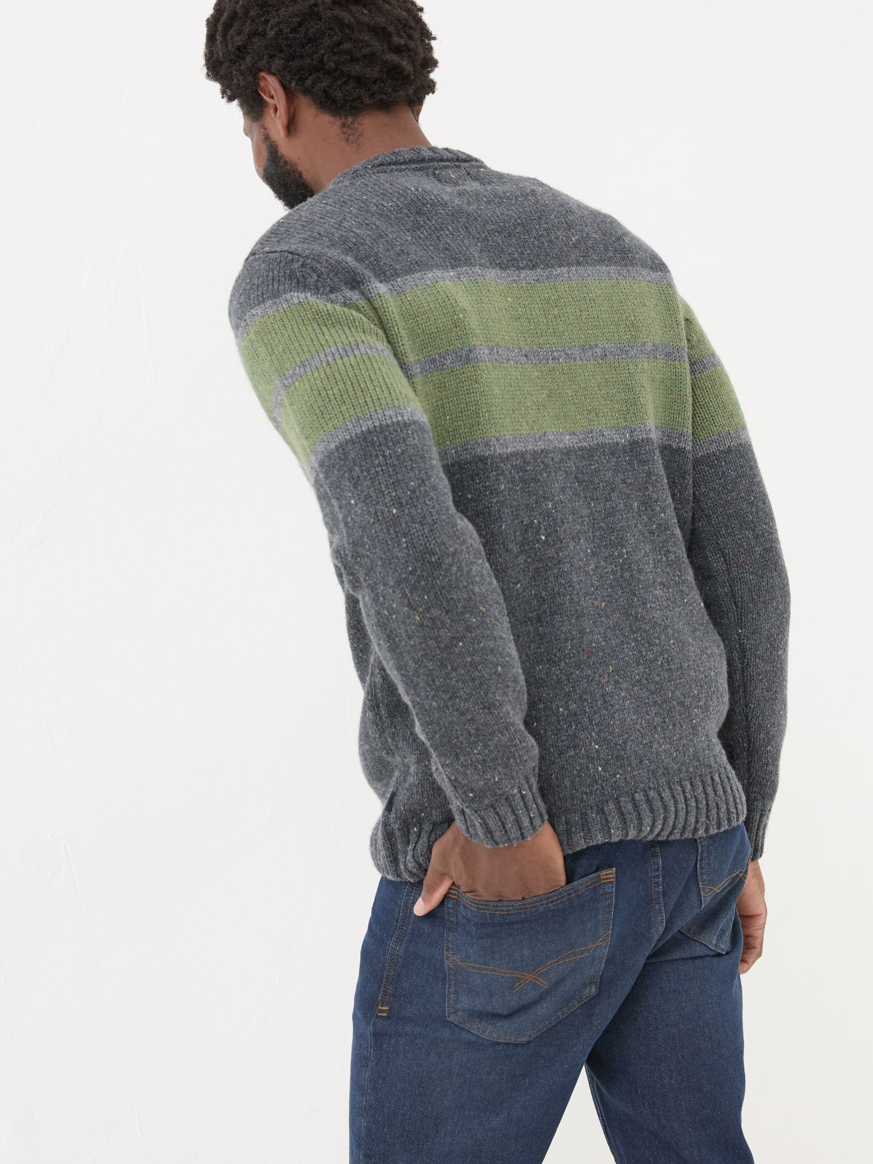 Charcoal Grey Funtley Stripe Crew Neck Jumper - Image 2 of 5