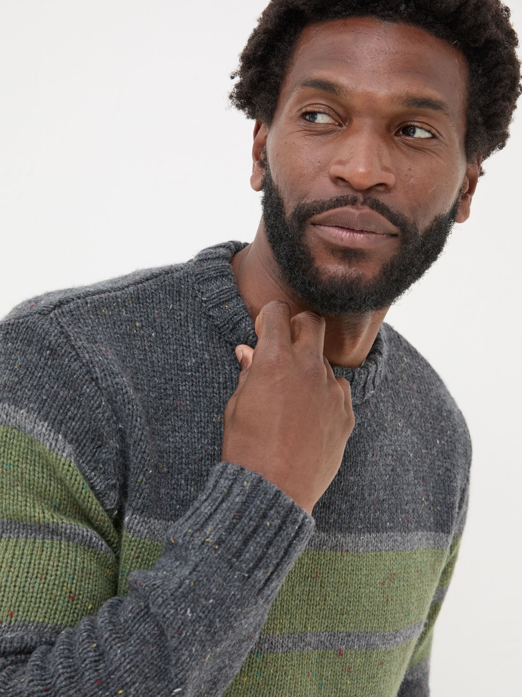 Charcoal Grey Funtley Stripe Crew Neck Jumper - Image 4 of 5