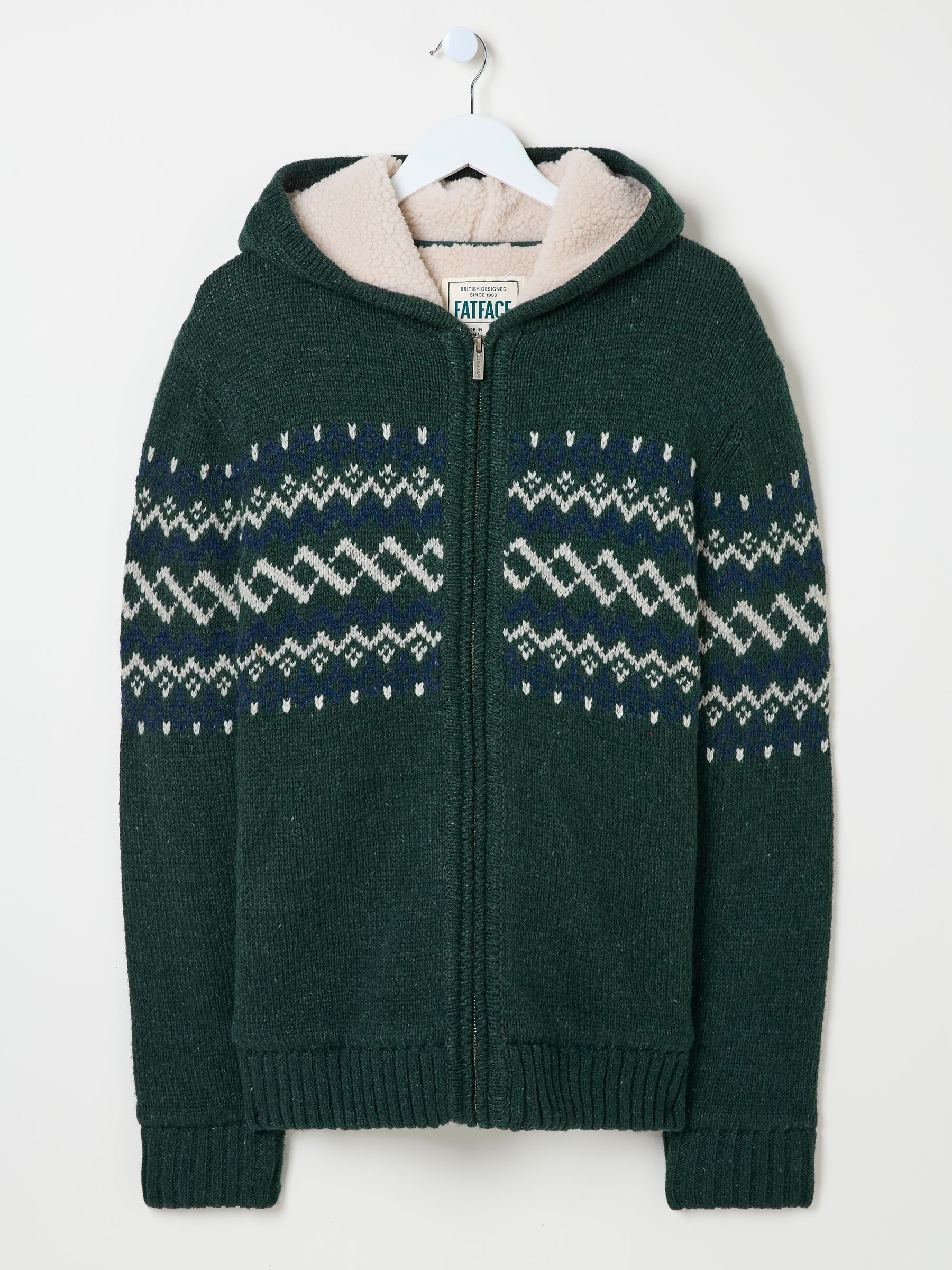 Dark Green Findon Knitted Pattern Hoodie - Image 6 of 6
