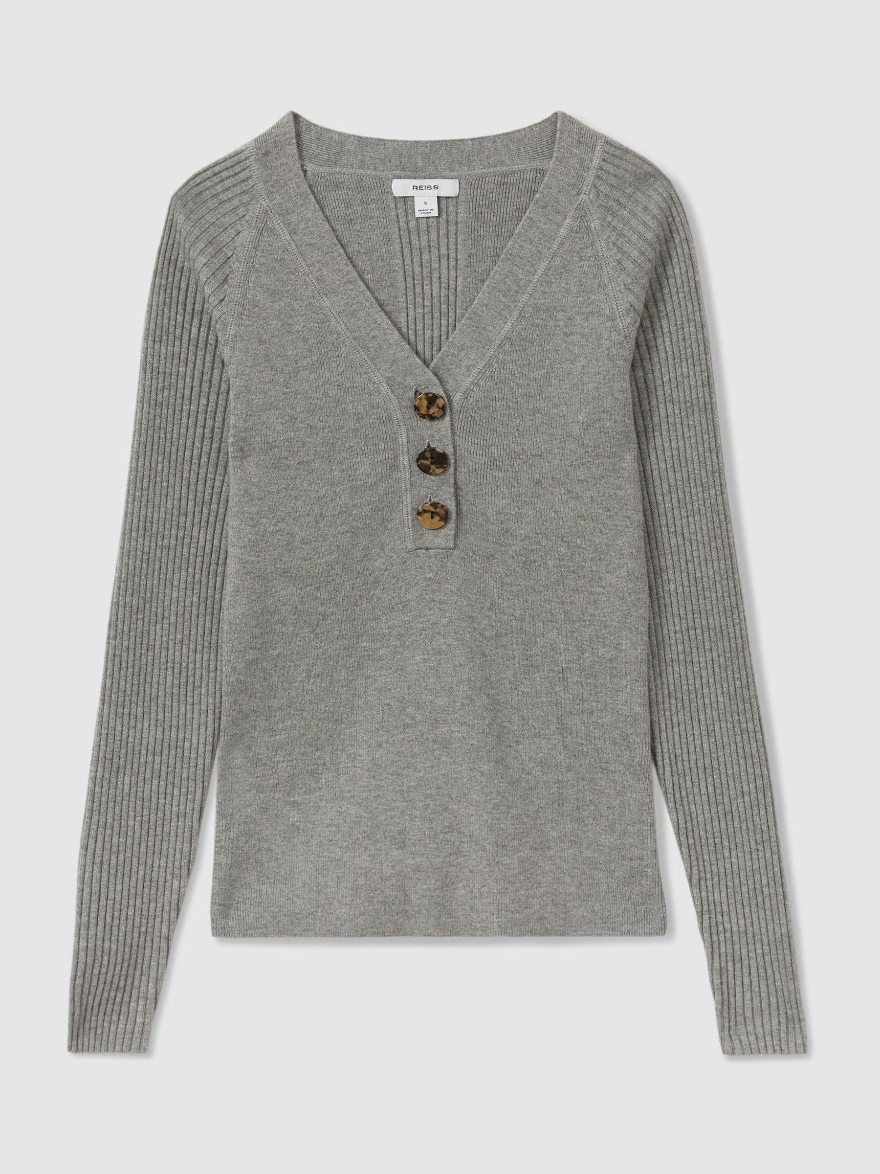 Ribbed Sleeve Jumper in Grey - Image 2 of 6