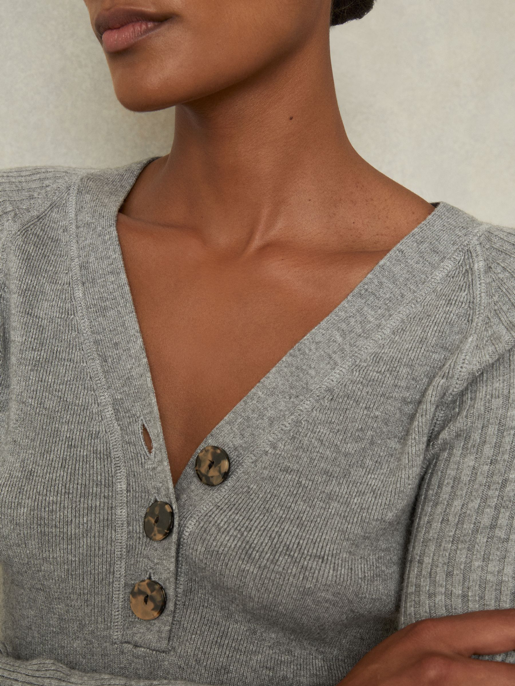 Ribbed Sleeve Jumper in Grey - Image 4 of 6