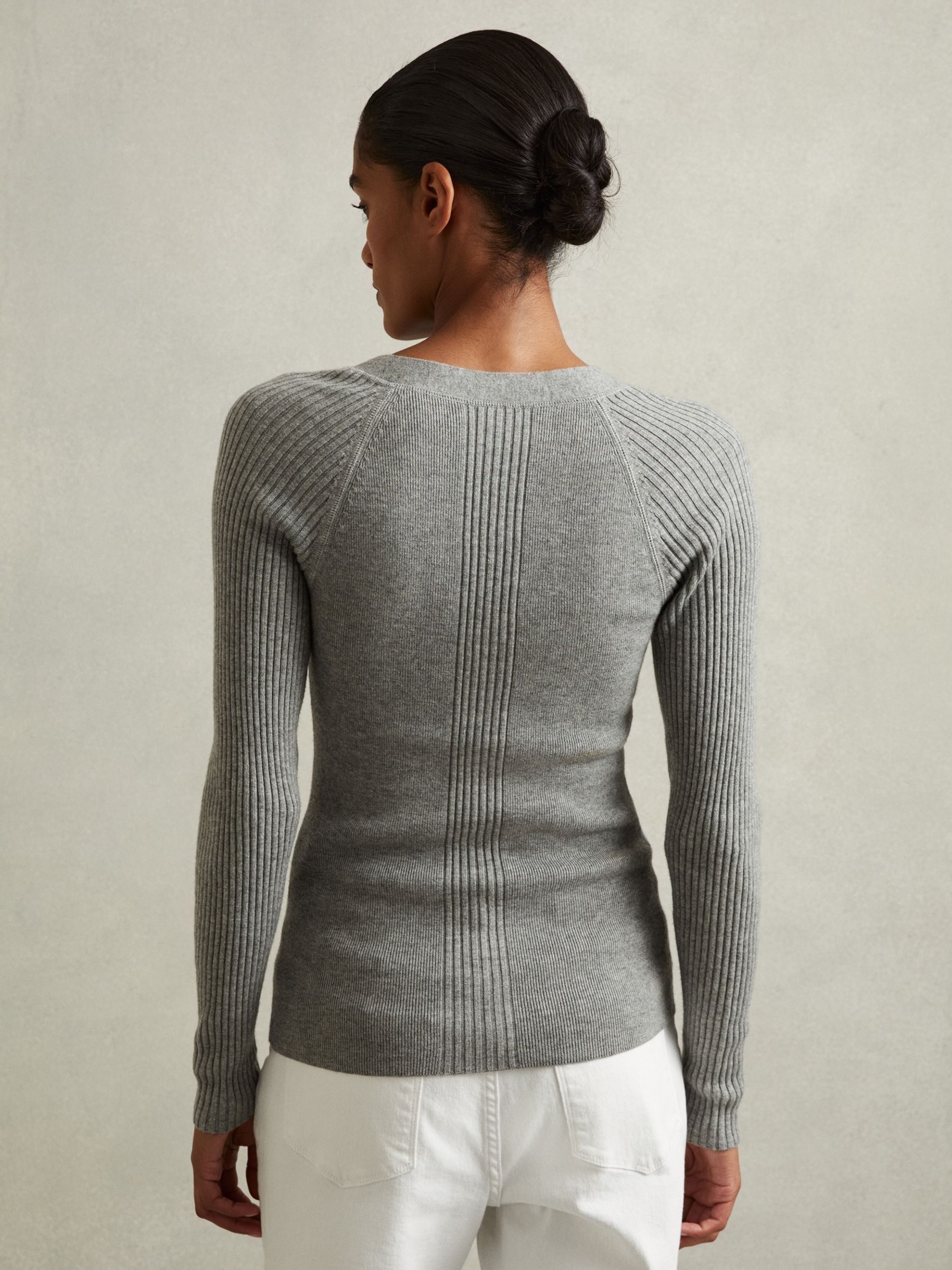 Ribbed Sleeve Jumper in Grey - Image 5 of 6