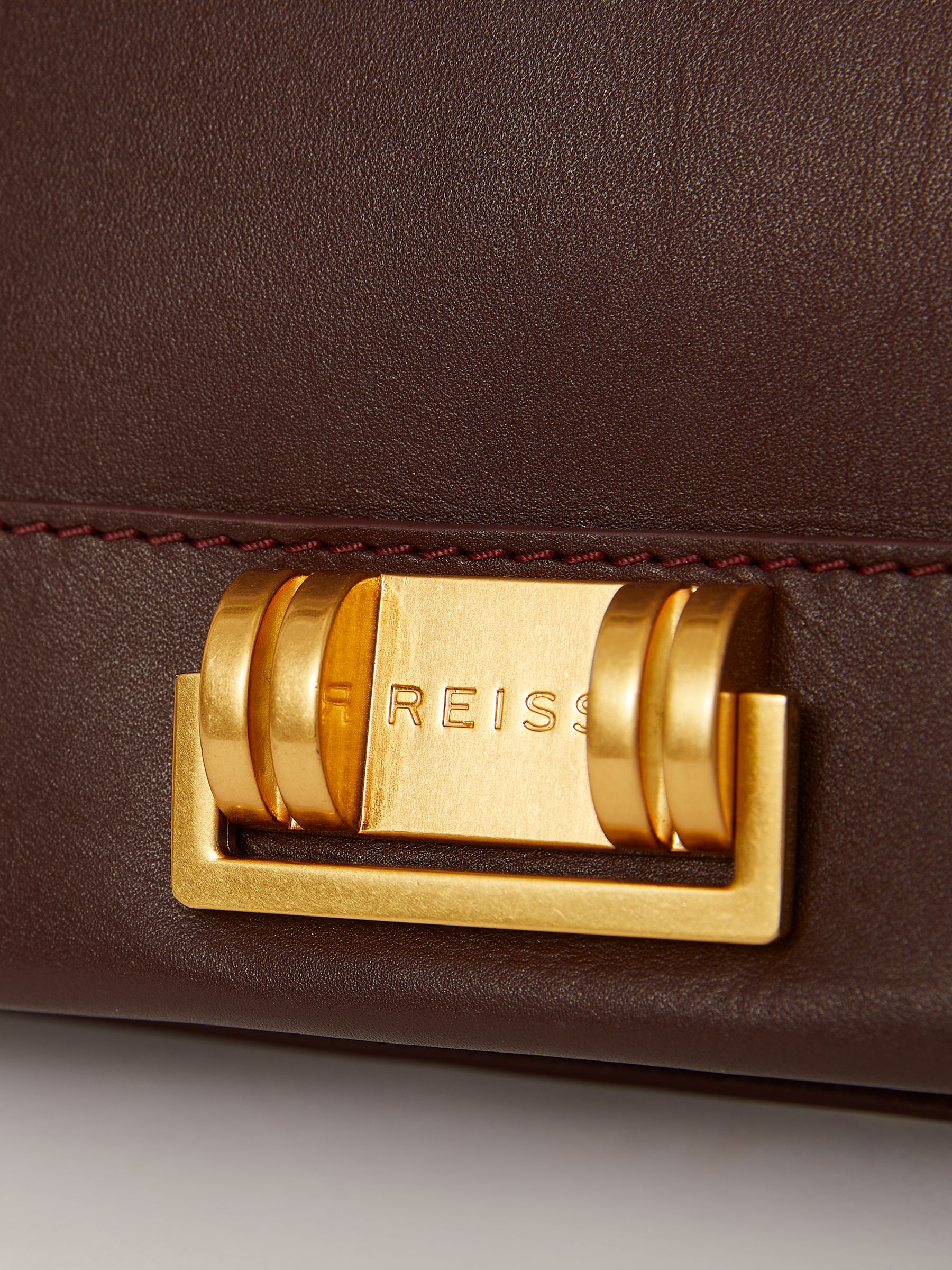 Leather Suede Shoulder Bag in Oxblood - Image 4 of 4