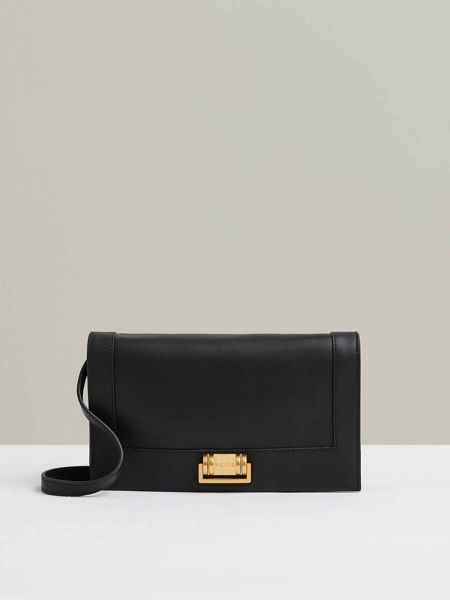 Leather Suede Shoulder Bag in Black - Image 1 of 4