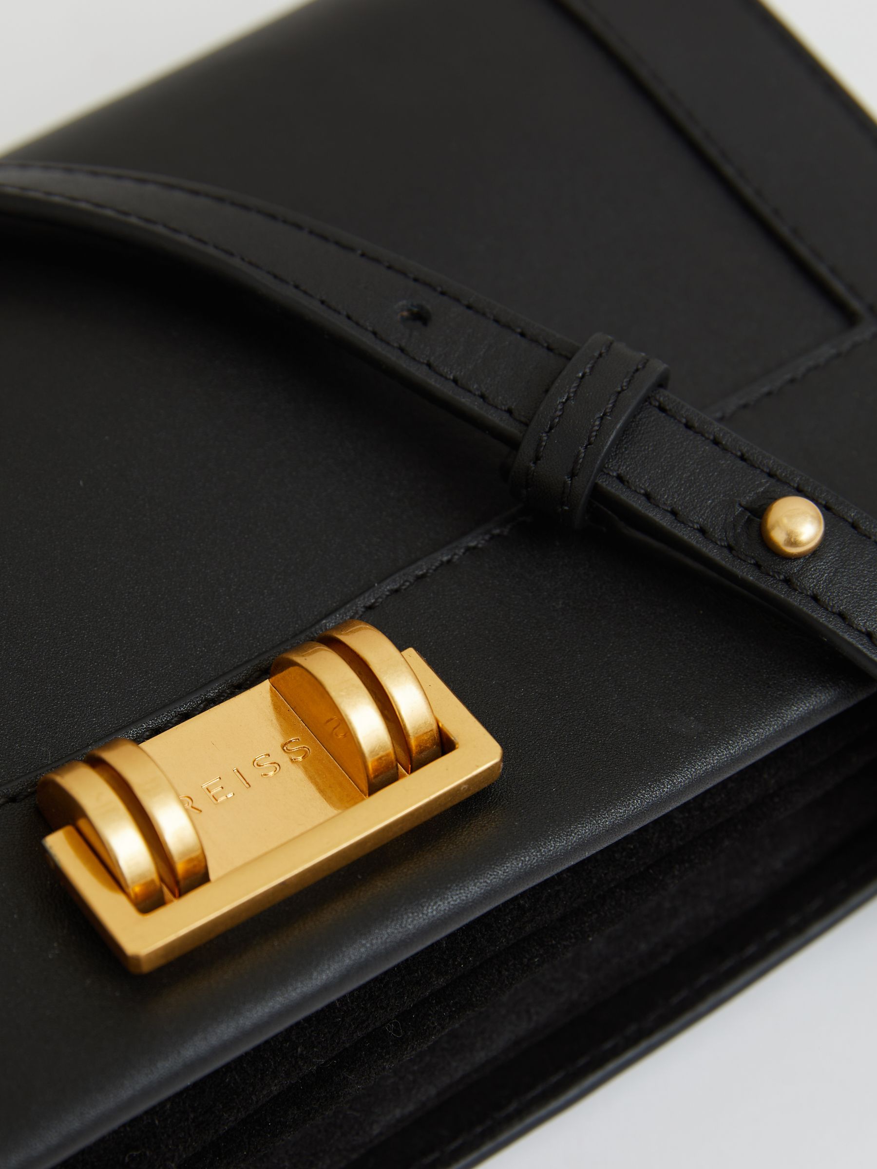 Leather Suede Shoulder Bag in Black - Image 4 of 4