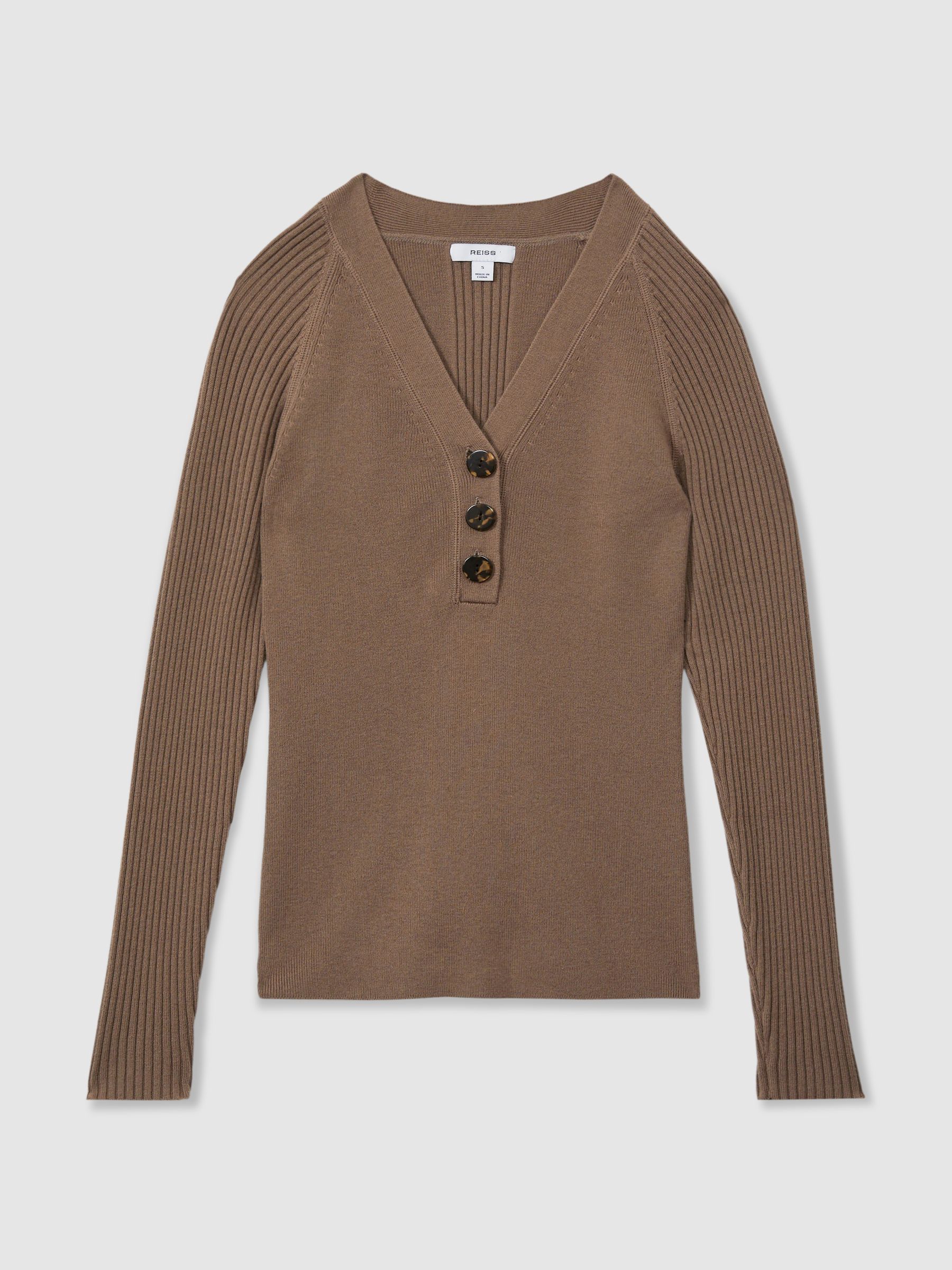 Ribbed Sleeve Jumper in Mink - Image 2 of 6