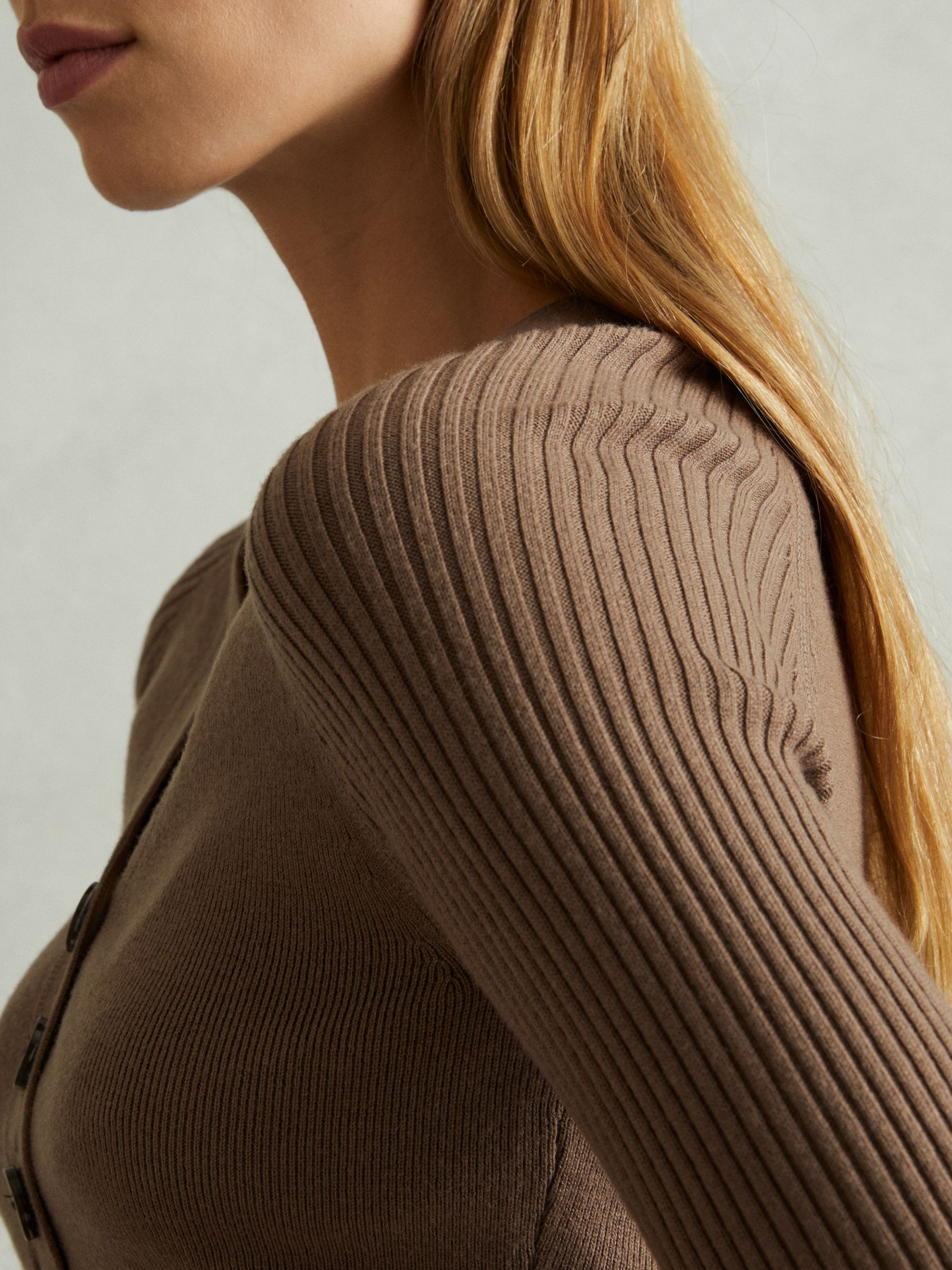 Ribbed Sleeve Jumper in Mink - Image 3 of 6