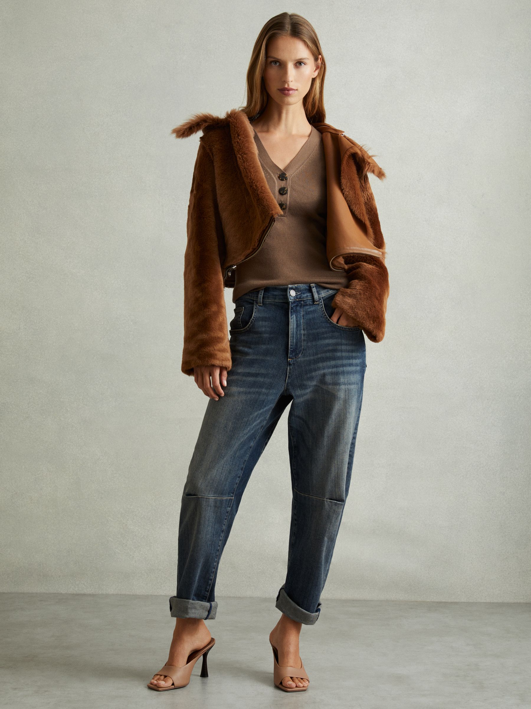 Ribbed Sleeve Jumper in Mink - Image 5 of 6