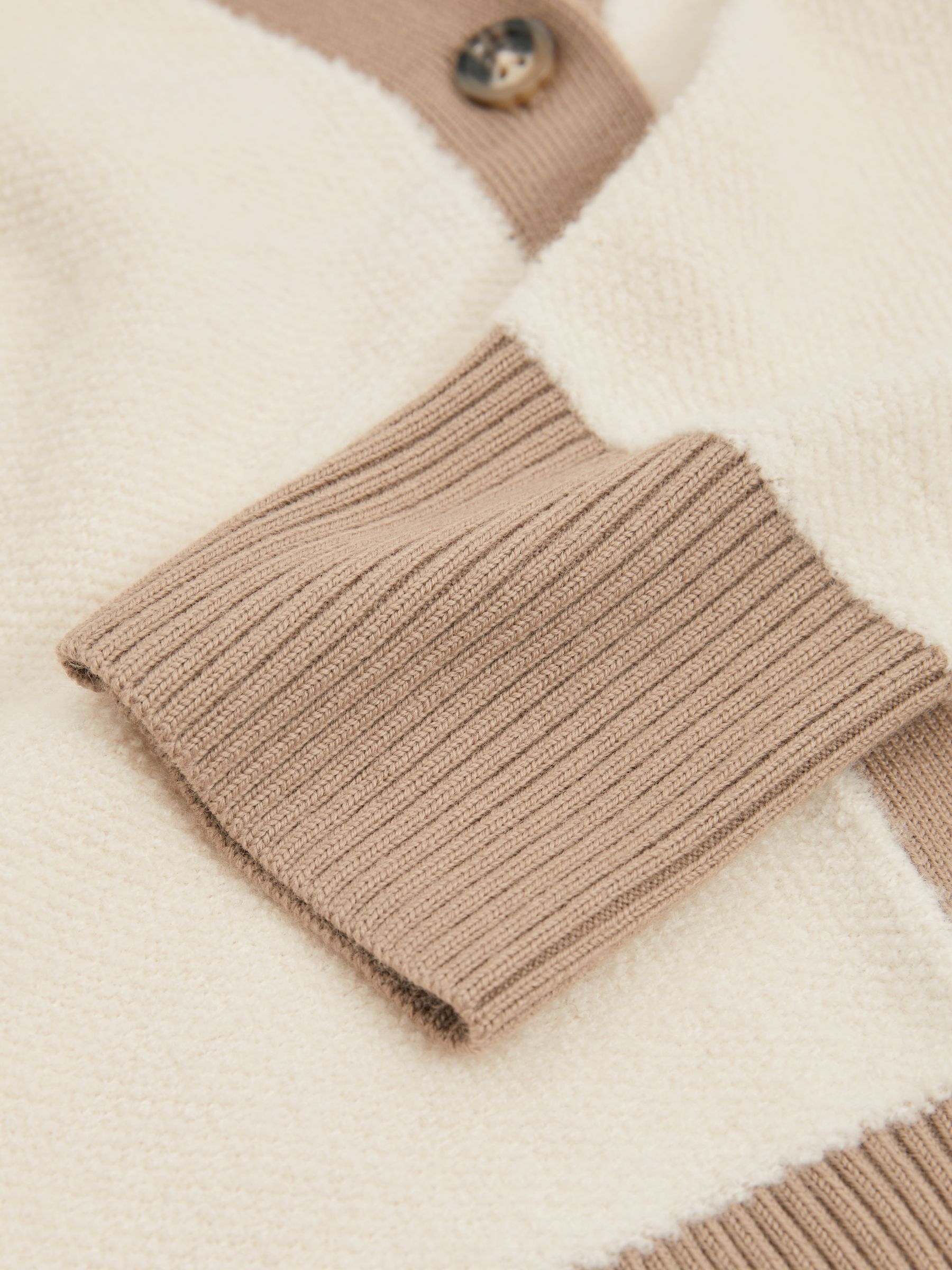 Wool Colourblock Cardigan in Cream/Camel - image 5