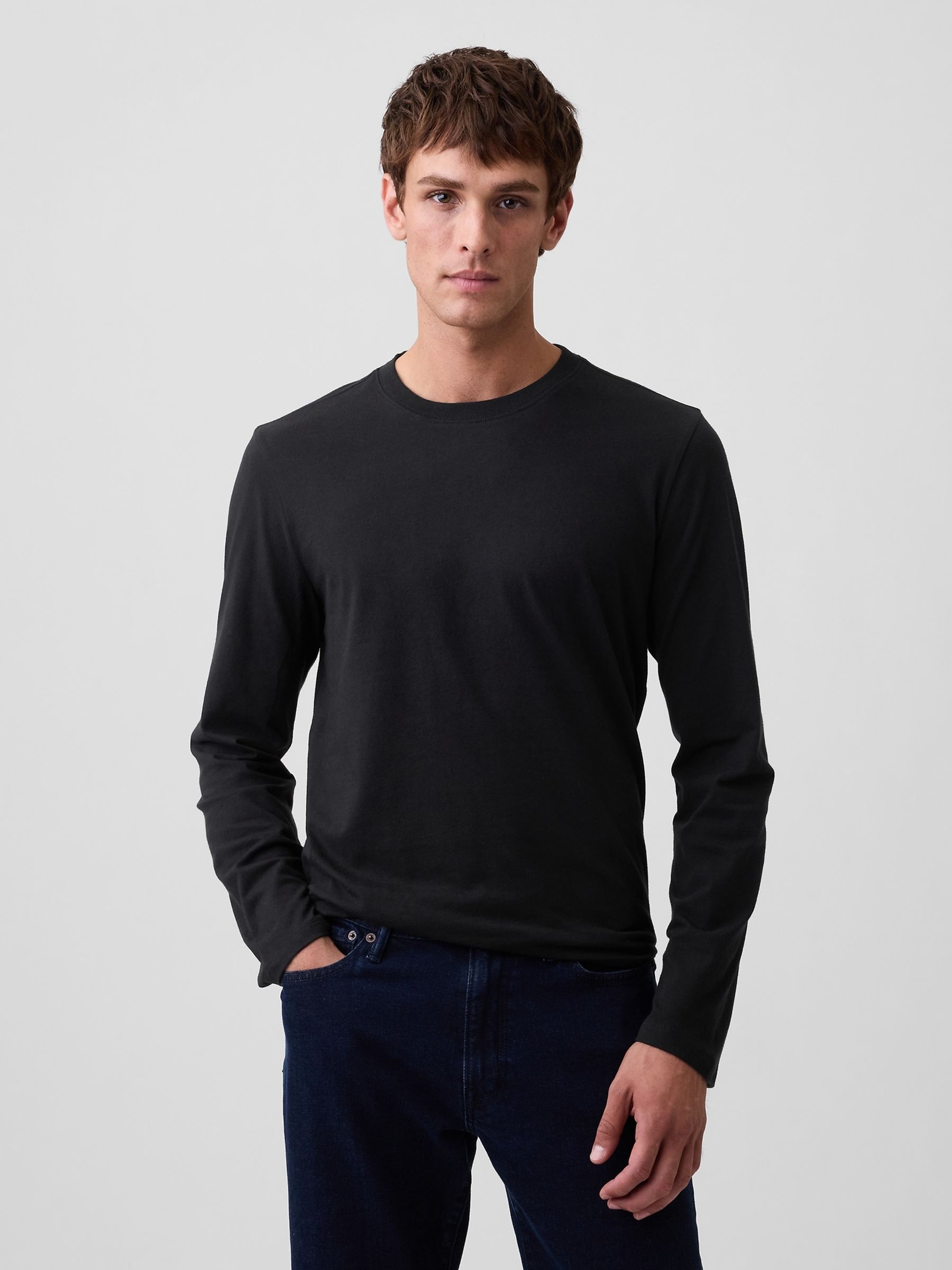 Black Everyday Soft Relaxed Stripe Long Sleeve T-Shirt - Image 1 of 5