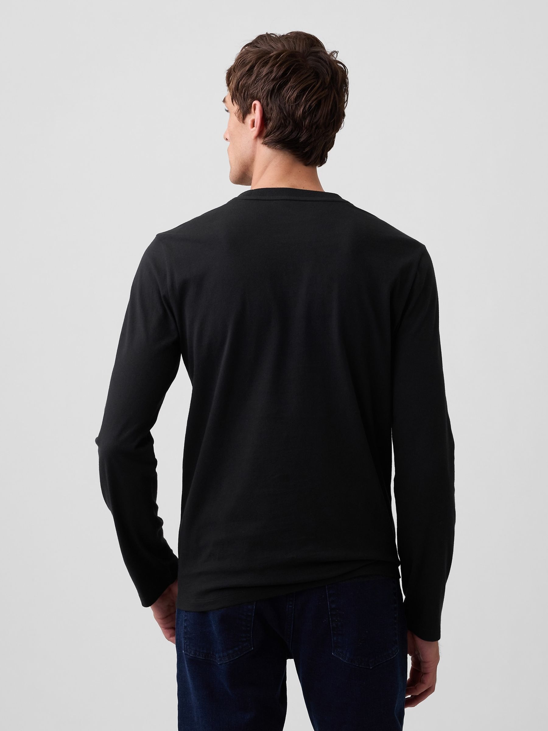 Black Everyday Soft Relaxed Stripe Long Sleeve T-Shirt - Image 2 of 5