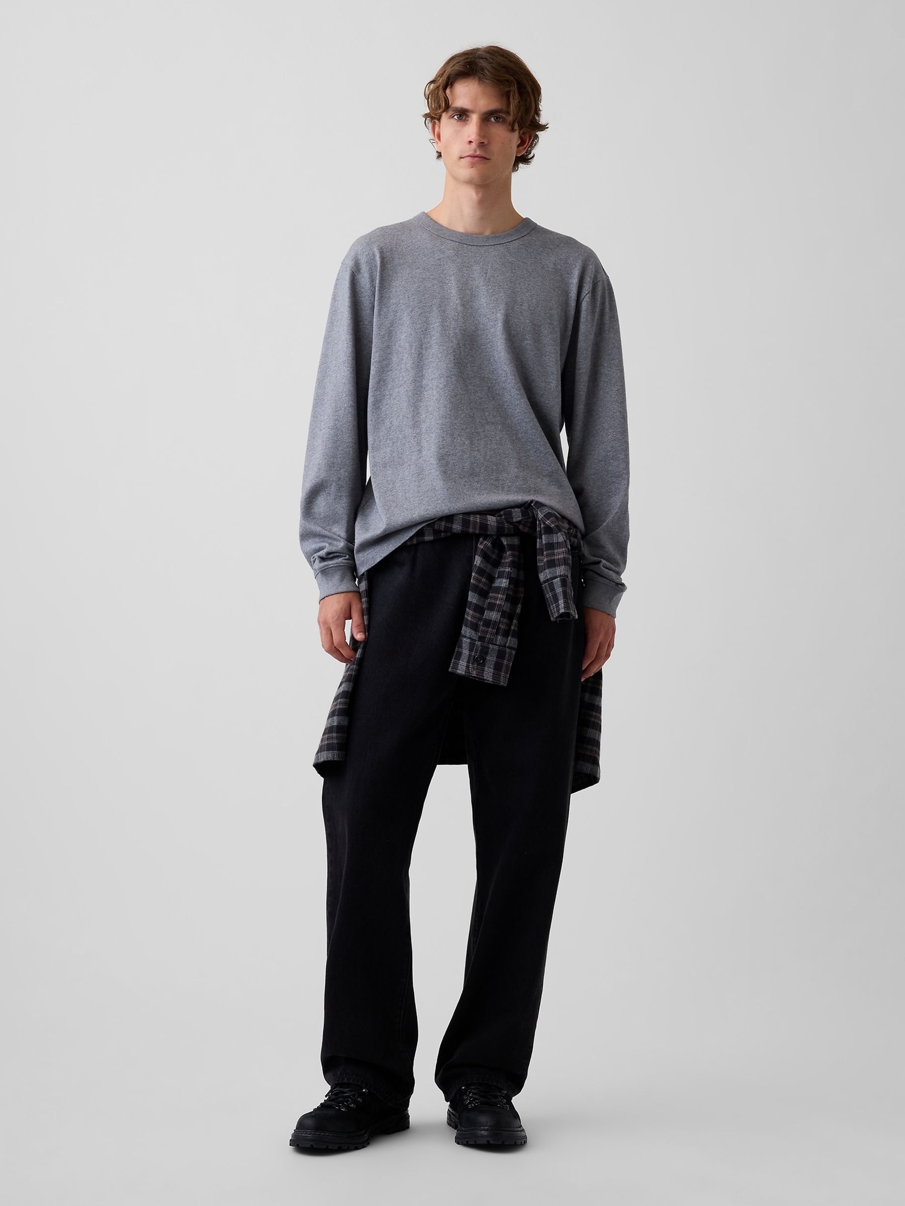 Grey Heavyweight Relaxed Long Sleeve T-Shirt - Image 3 of 4
