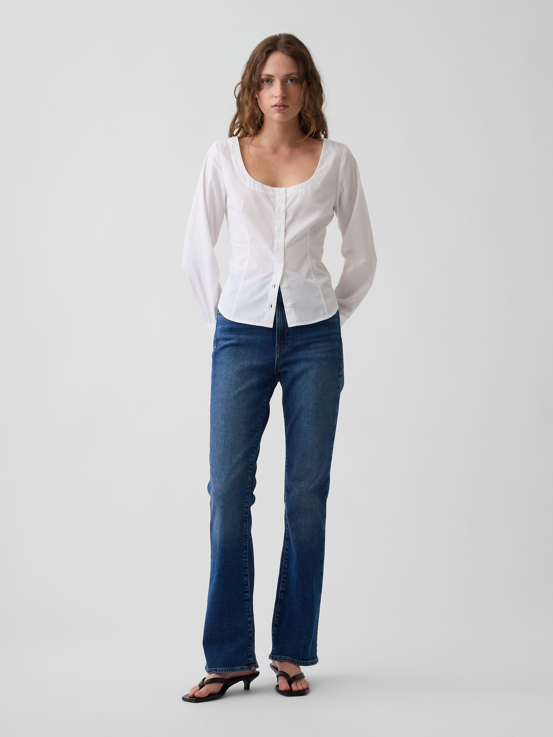White Poplin Scoop Neck Top - Image 4 of 4