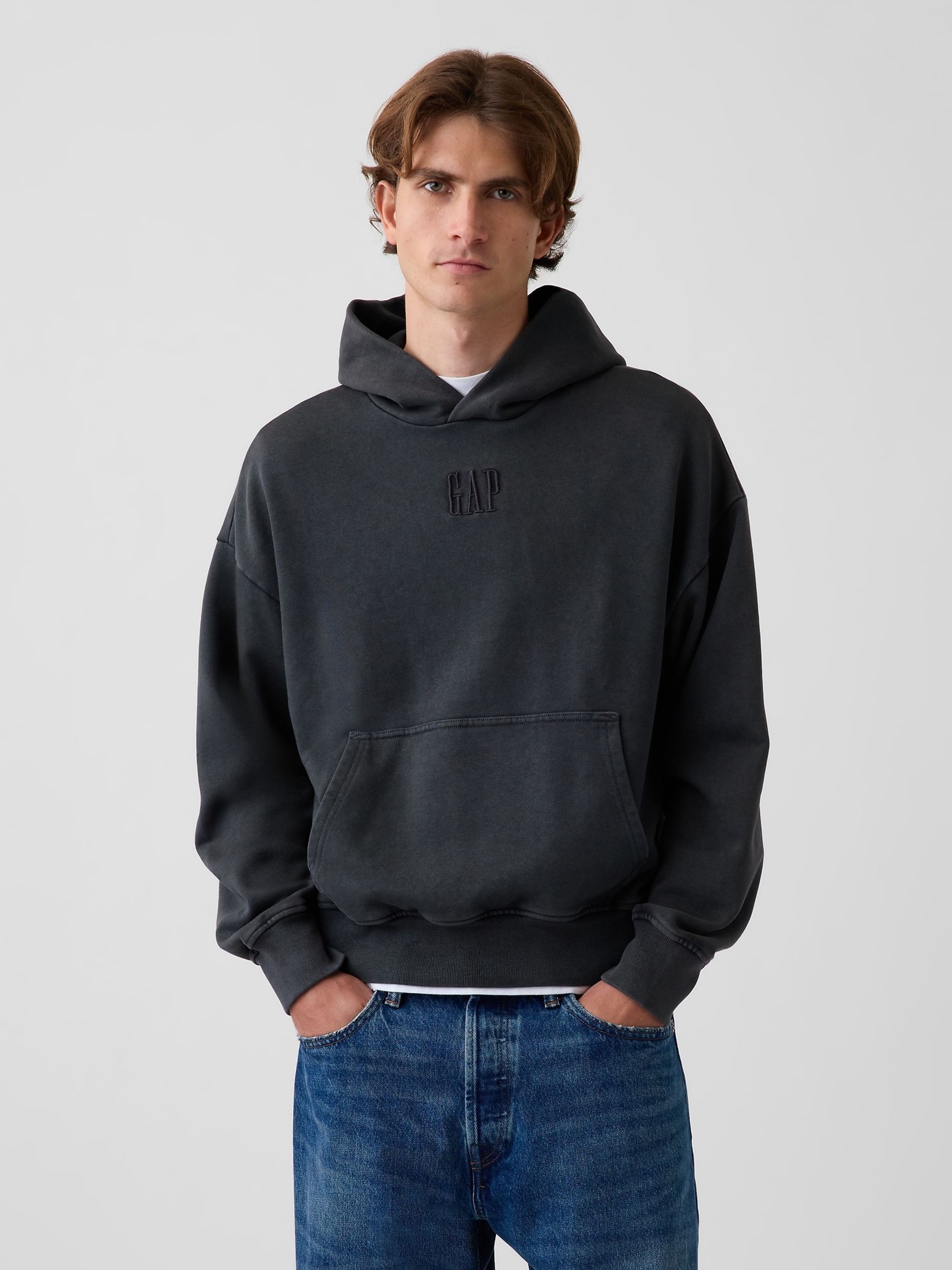 Black Heavyweight Oversized Logo Hoodie - Image 1 of 4 Black Heavyweight Oversized Logo Hoodie - Image 1 of 4