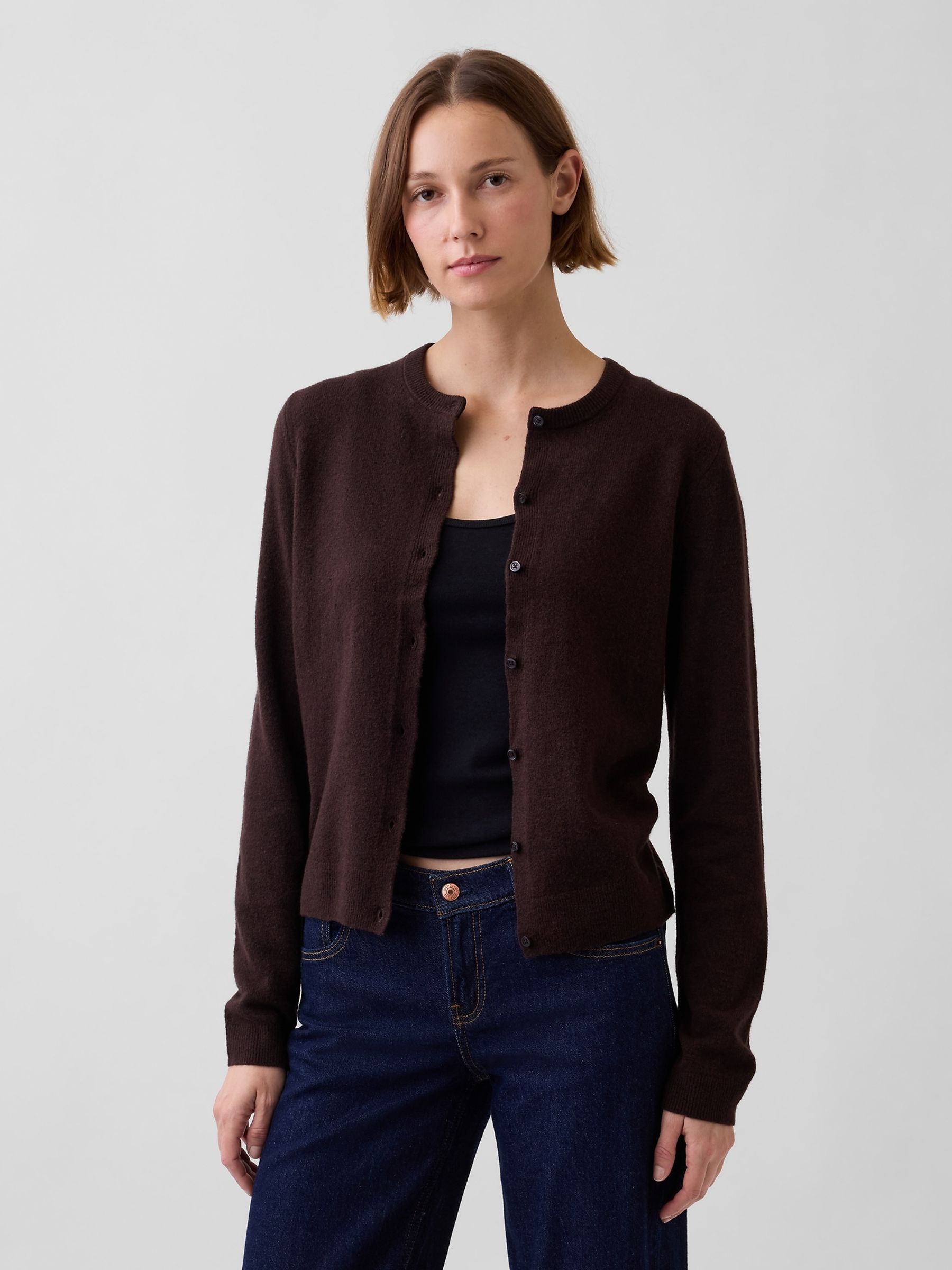 Brown CashSoft Crop Cardigan - Image 1 of 4