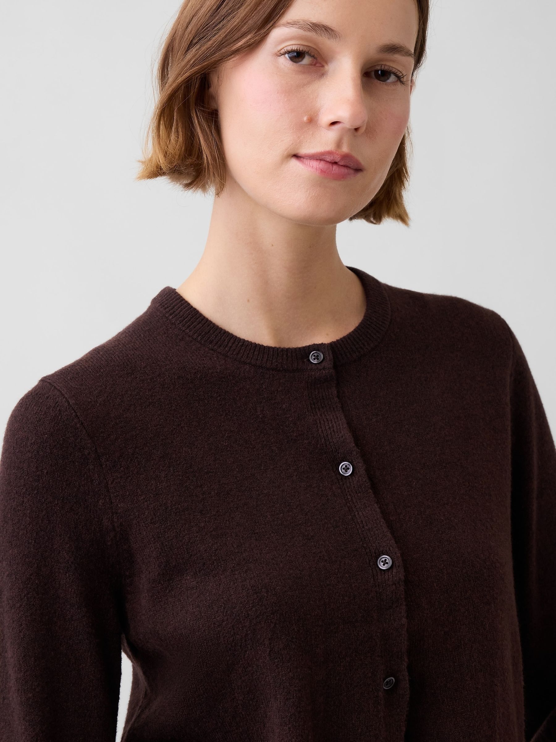 Brown CashSoft Crop Cardigan - Image 3 of 4